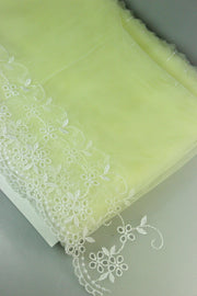 Dantela Tull Brodata, 20cm, Galben