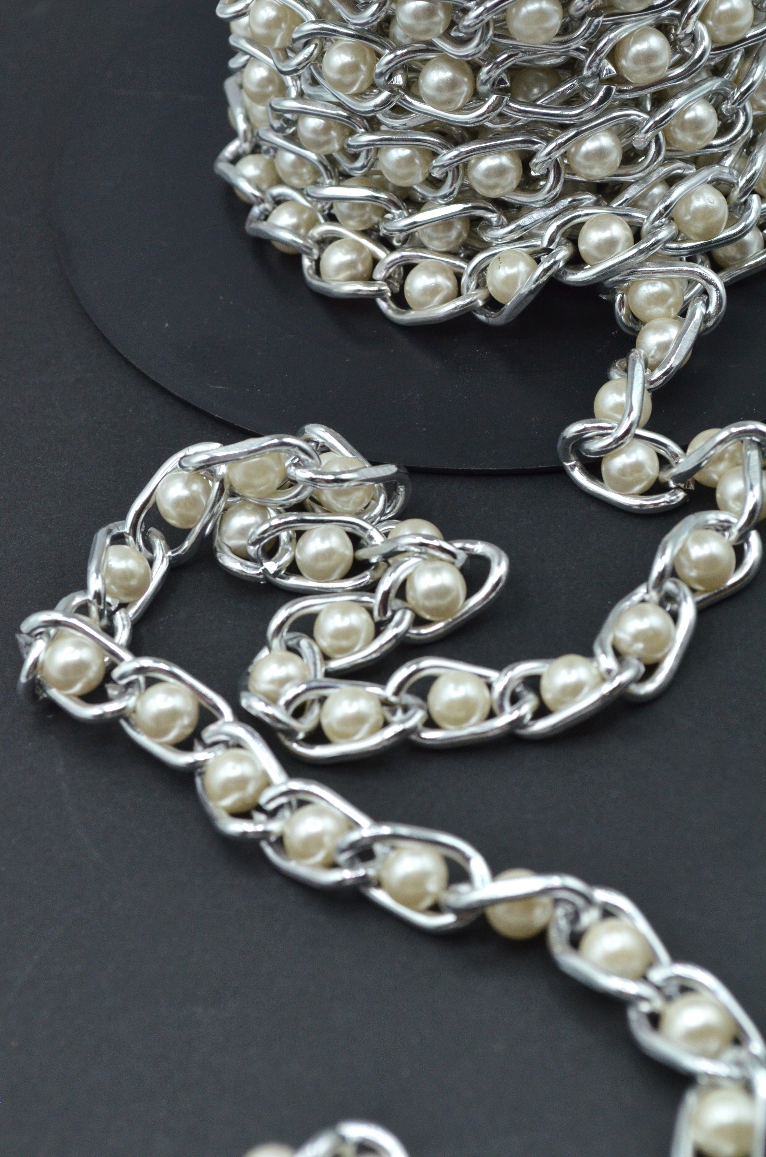 Lant Metalic Decorativ Cu Perle 11mm