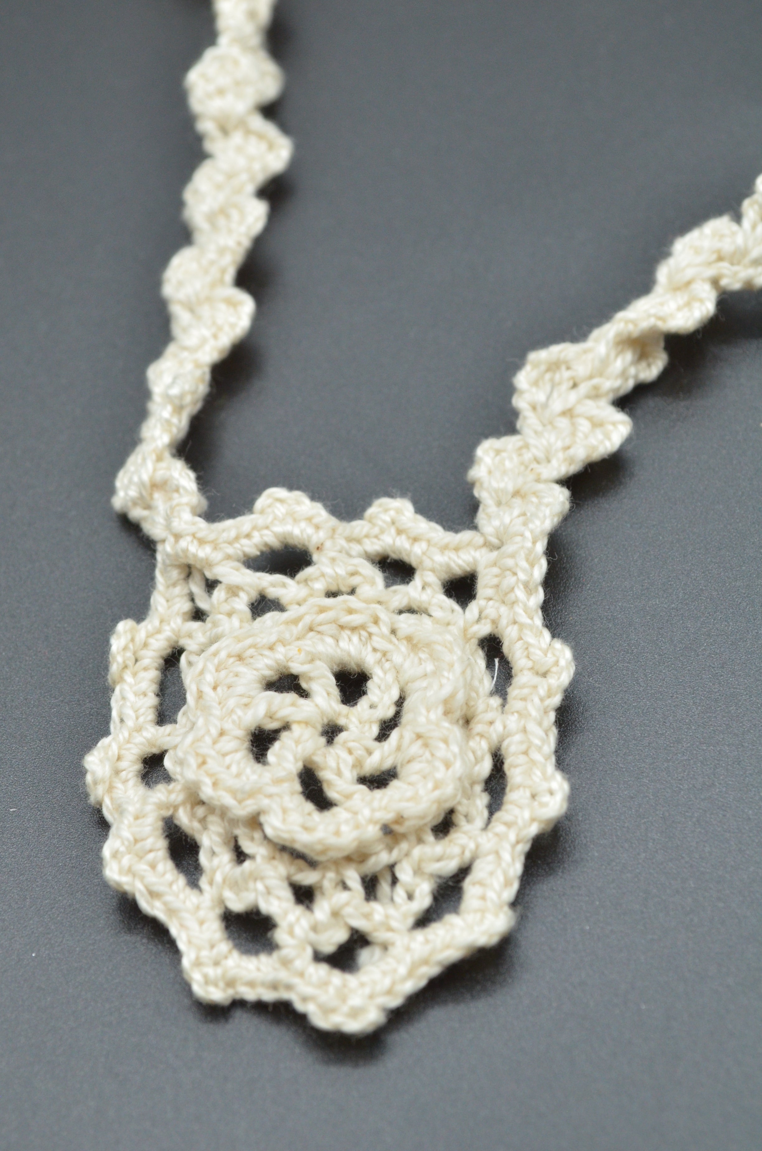 Aplicatie Guler Macrame De Bumbac 27cm lungime, Bej