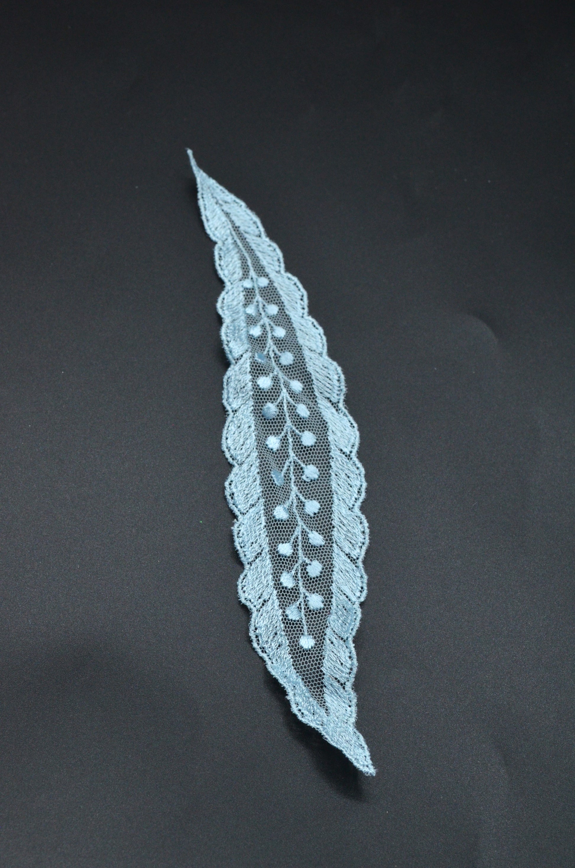 Aplicatie Din Tull Brodat 4x20cm, Bleu
