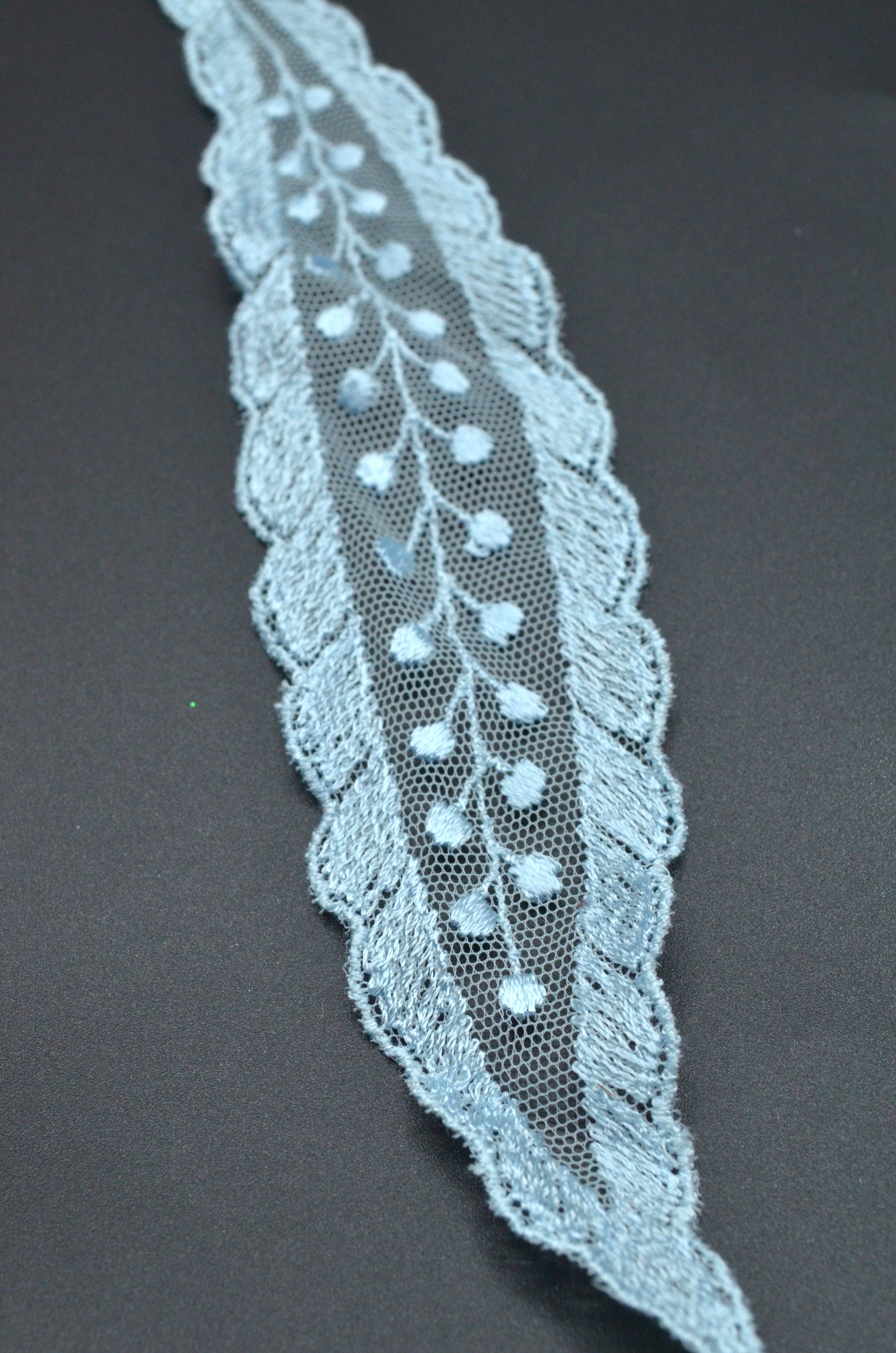 Aplicatie Din Tull Brodat 4x20cm, Bleu