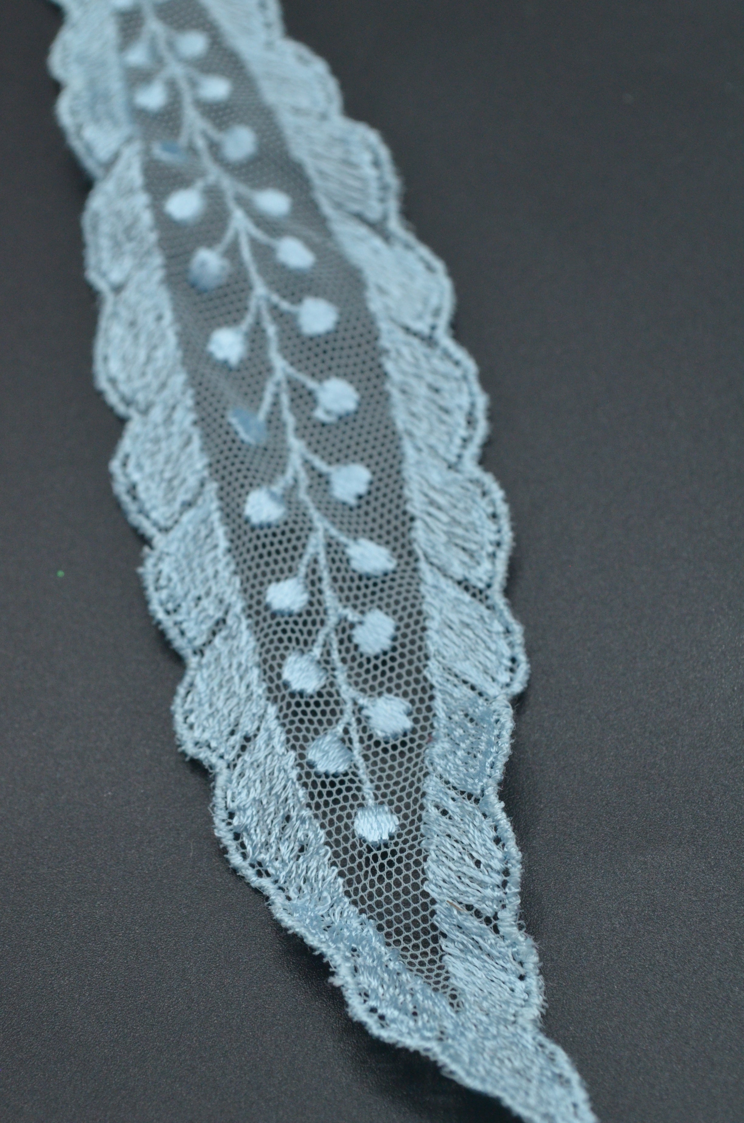 Aplicatie Din Tull Brodat 4x20cm, Bleu