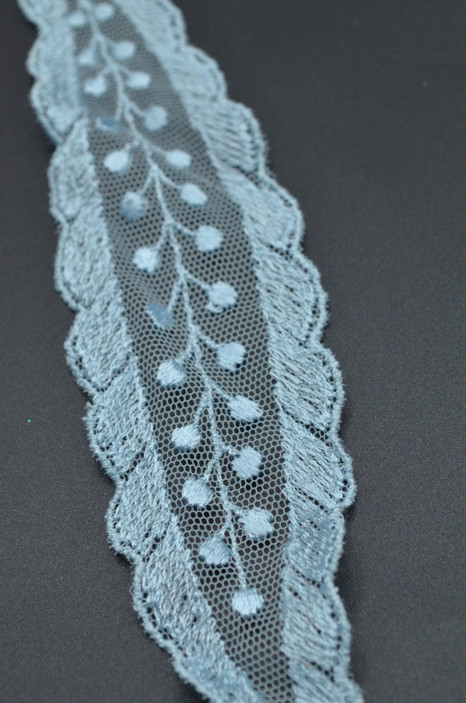 Aplicatie Din Tull Brodat 4x20cm, Bleu