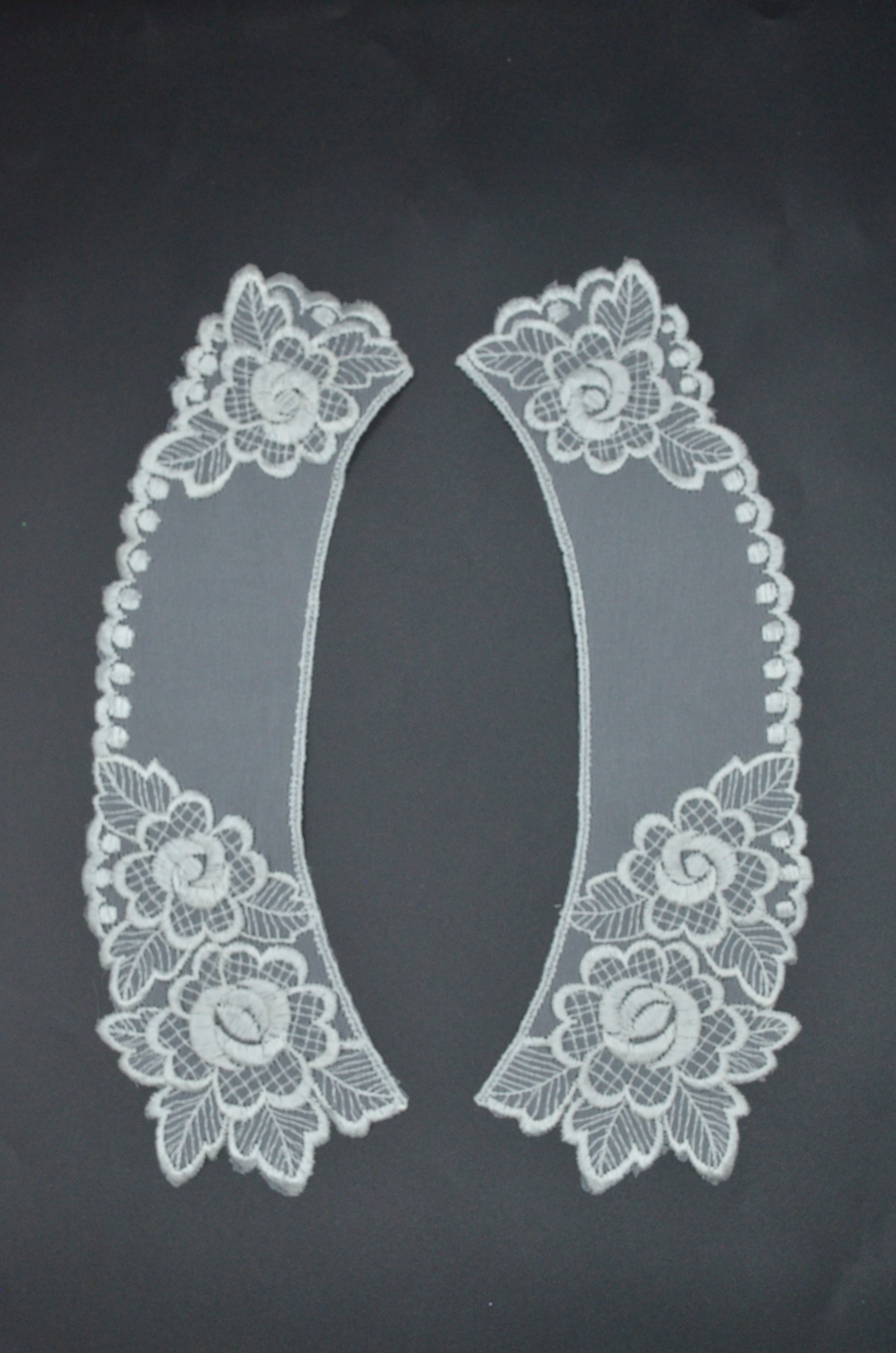 Guler Din Organza Brodat, 23x5cm, Alb