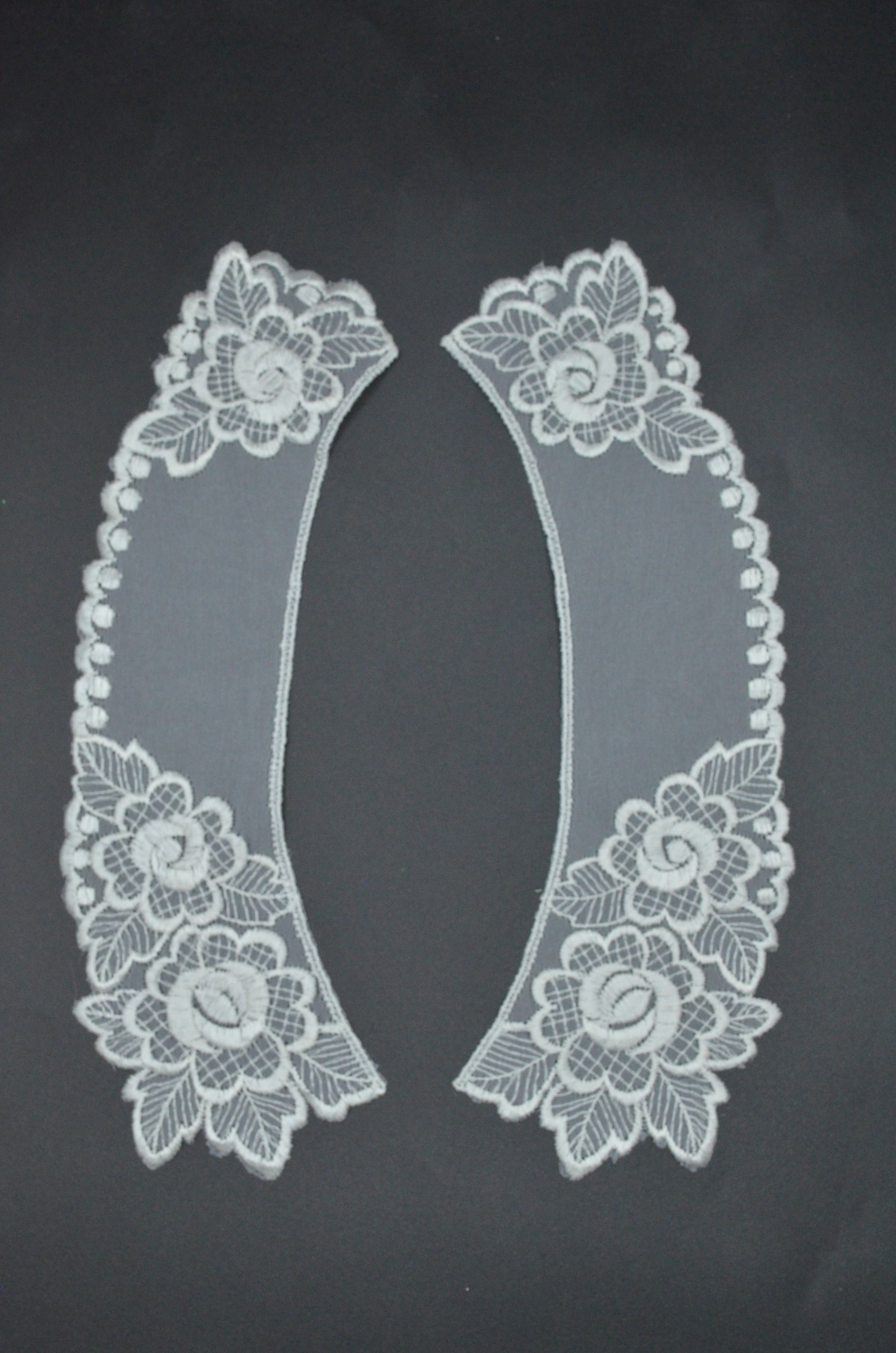 Guler Din Organza Brodat, 23x5cm, Alb