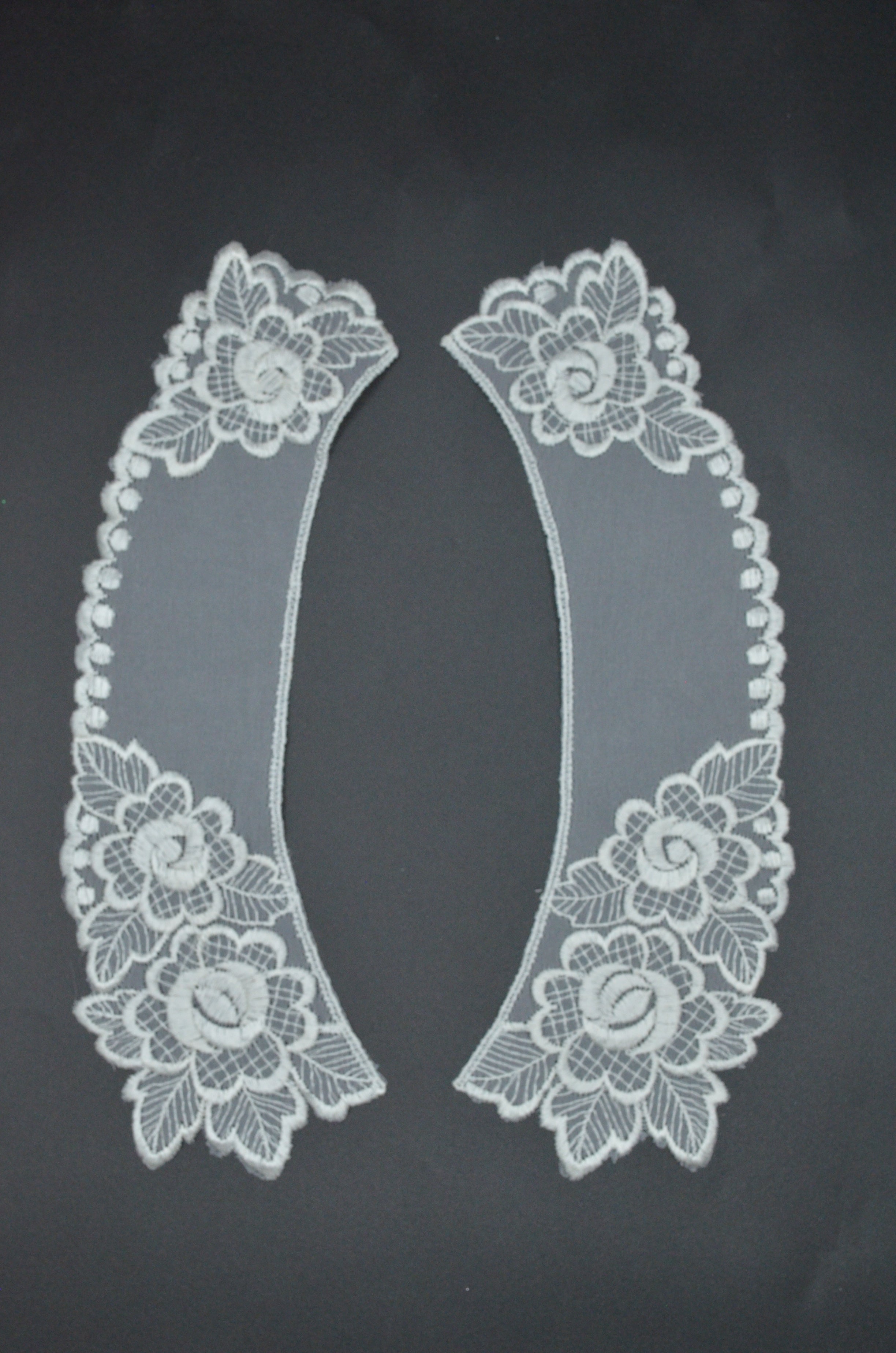 Guler Din Organza Brodat, 23x5cm, Alb