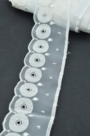 Dantela Din Organza Brodata 6cm, Ivoire
