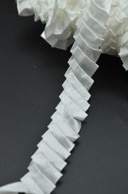 Pasmanterie Din Saten Plisata,22mm, Alb