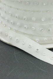 Elastic Decorativ Cu Strasuri, 15mm, Ivoire