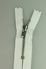 Fermoar YKK Metalic Fix, 7cm, Alb