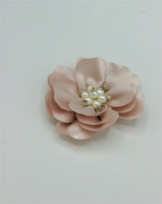 Floare Din Organza Cu Perle Si Strasuri, 95mm, Roz Pal