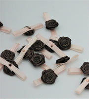 Fundita Cu Floare Din Saten, 27mm, Roz Cu Maro