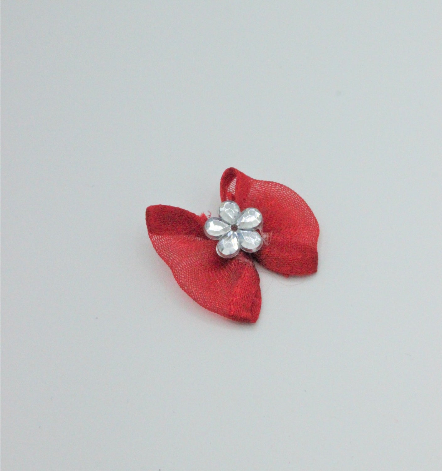 Fundita Din Organza Cu Pietricica, Rosu, 25mm