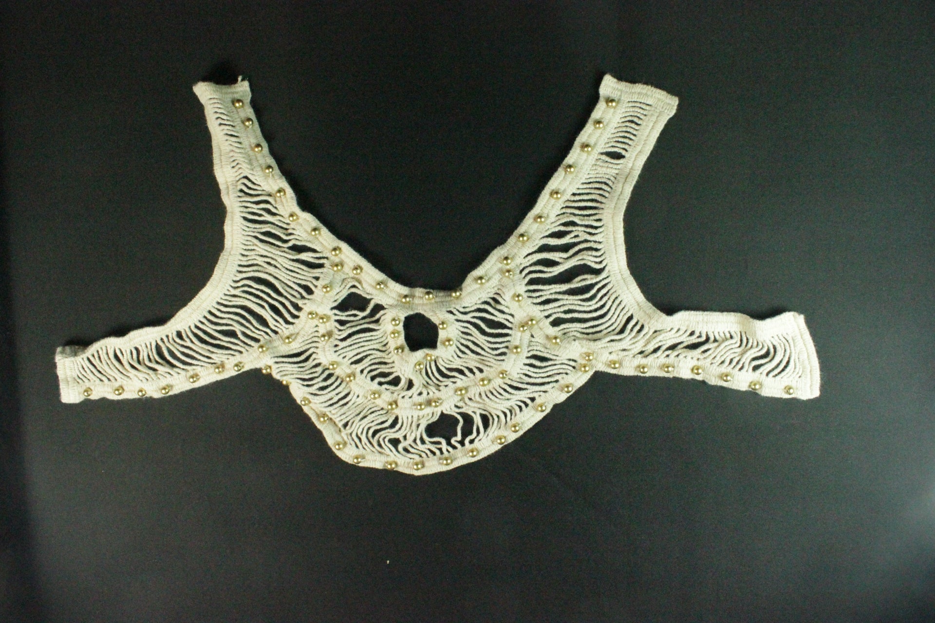 Guler De Bumbac Cu Margele, 42x14cm, Bej