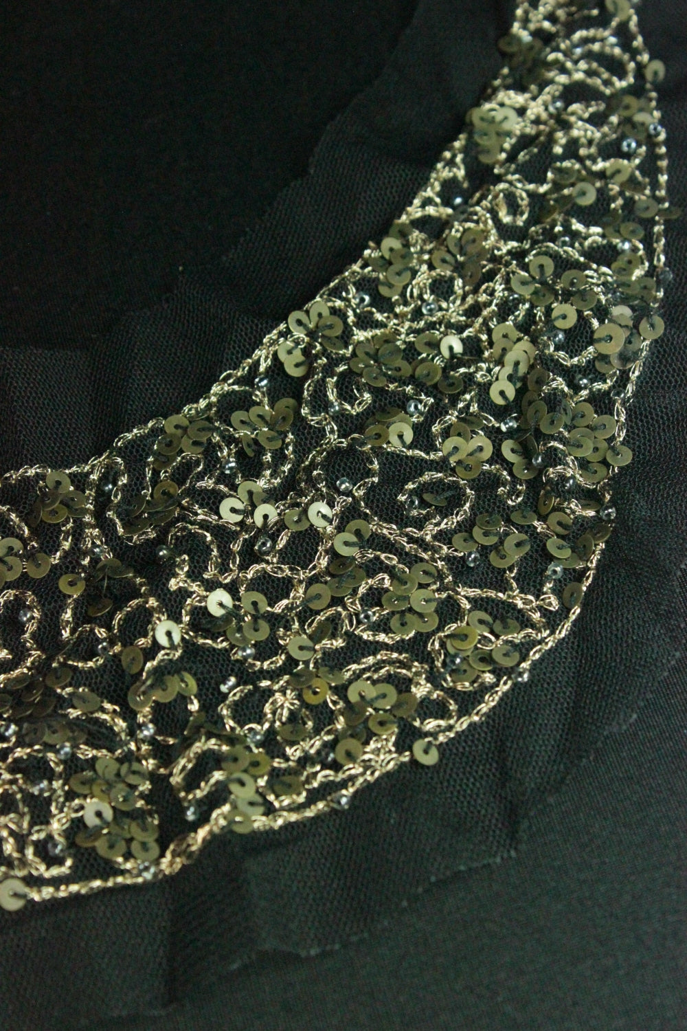 Guler Din Tull Cu Paiete Fine, Negru, 28x8cm
