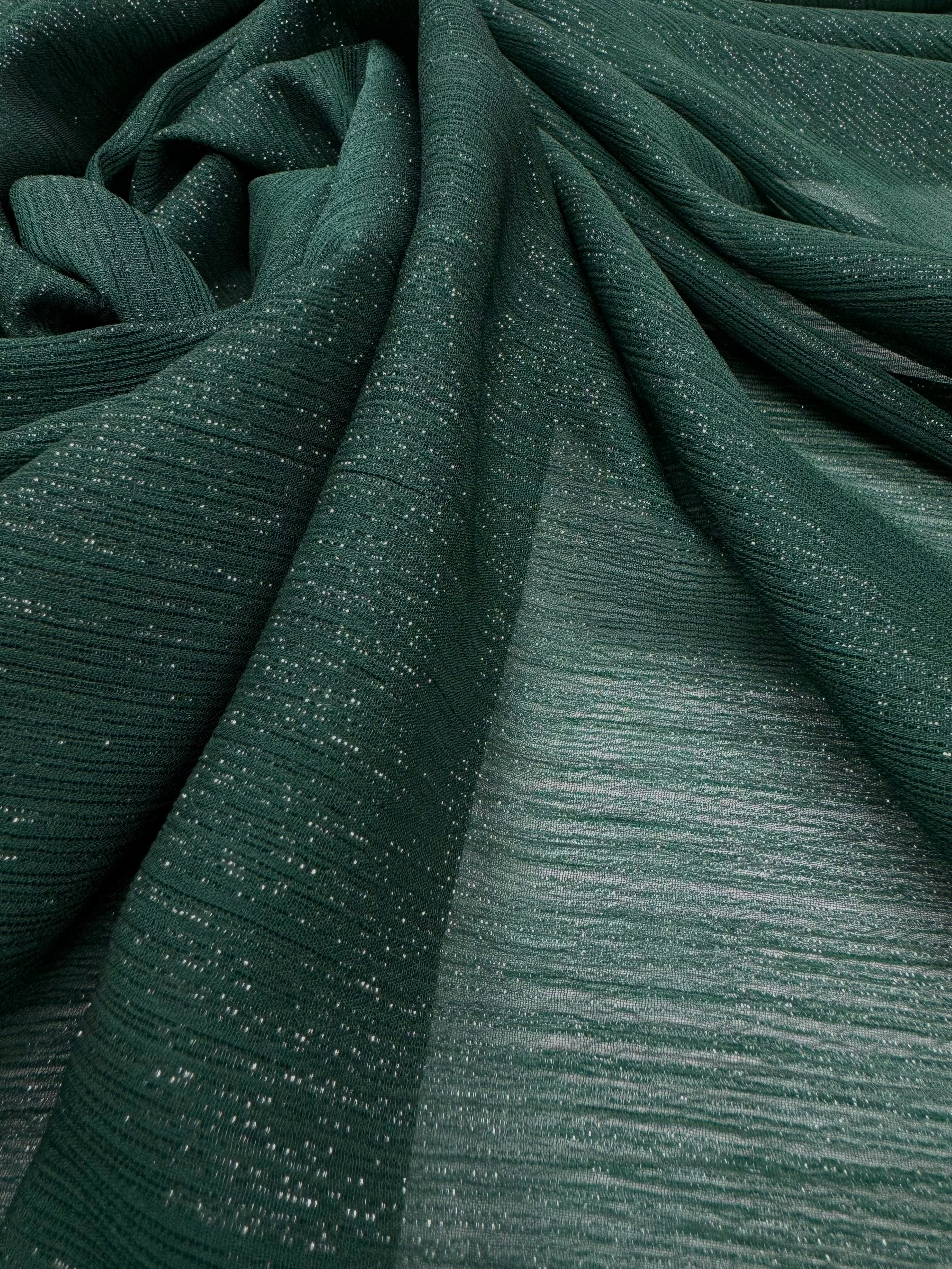 Voal Creponat Cu Fir Lame, Verde Inchis
