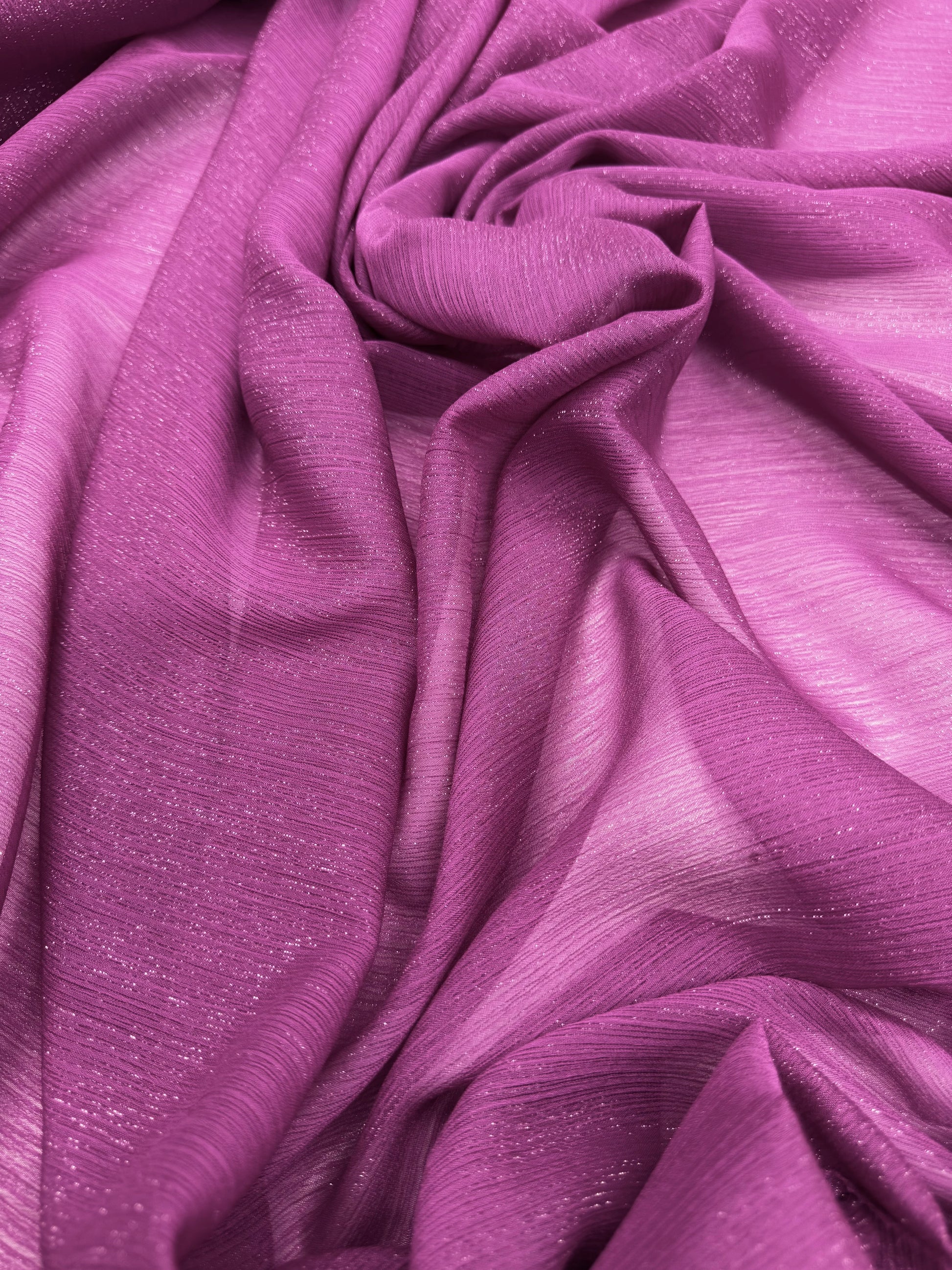 Voal Creponat Cu Fir Lame, Magenta Roz