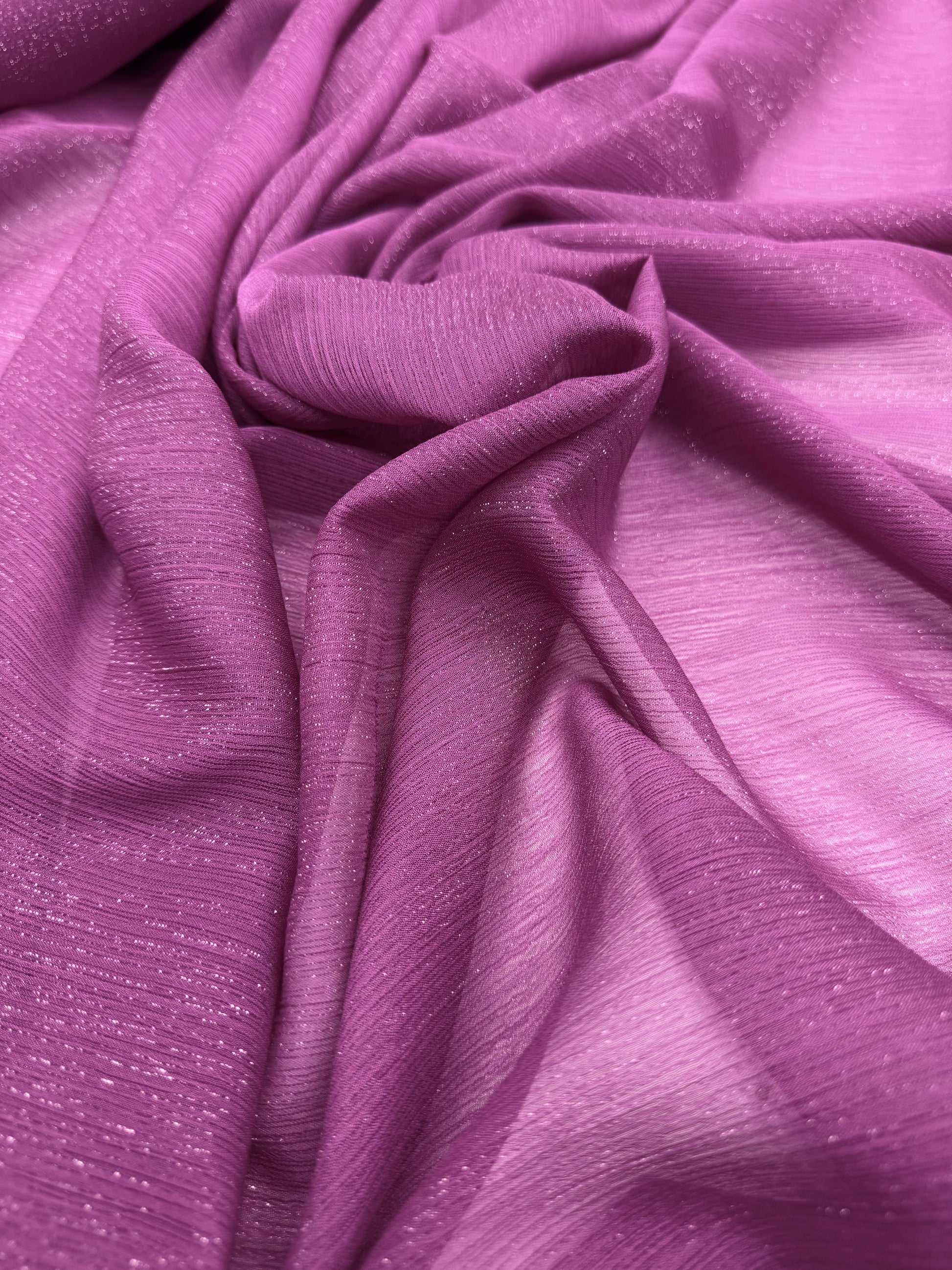 Voal Creponat Cu Fir Lame, Magenta Roz