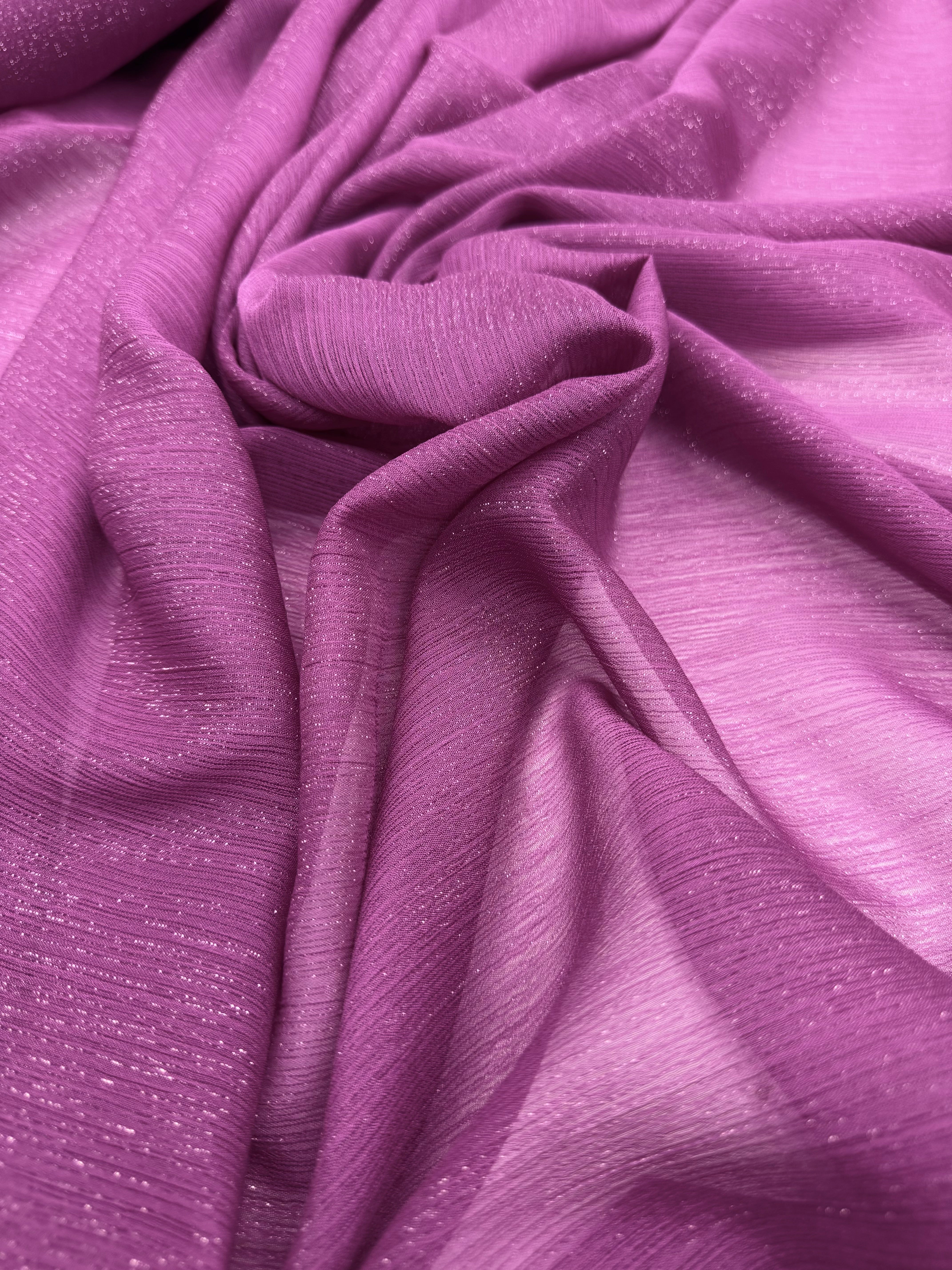 Voal Creponat Cu Fir Lame, Magenta Roz