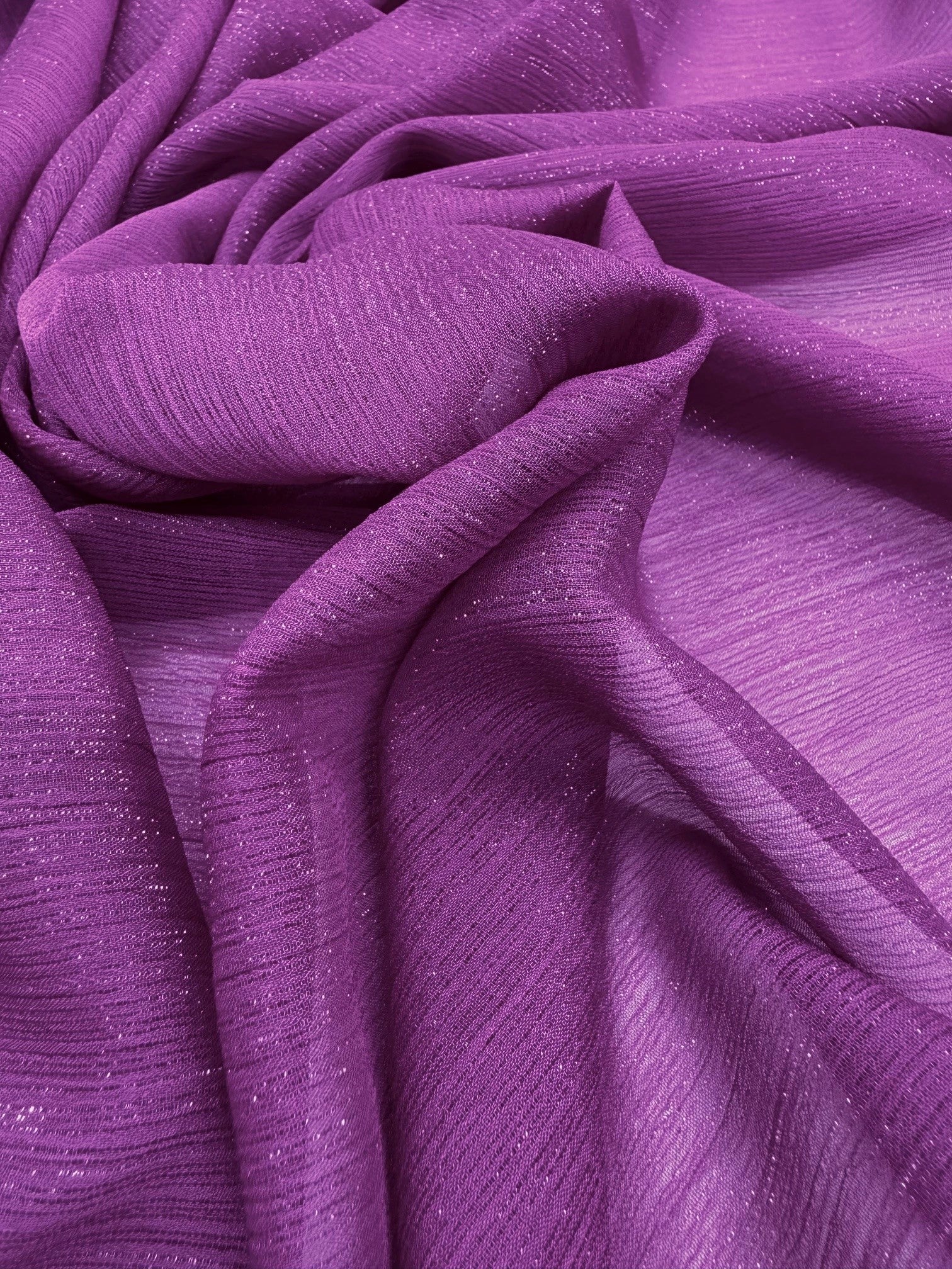 Voal Creponat Cu Fir Lame, Magenta Mov