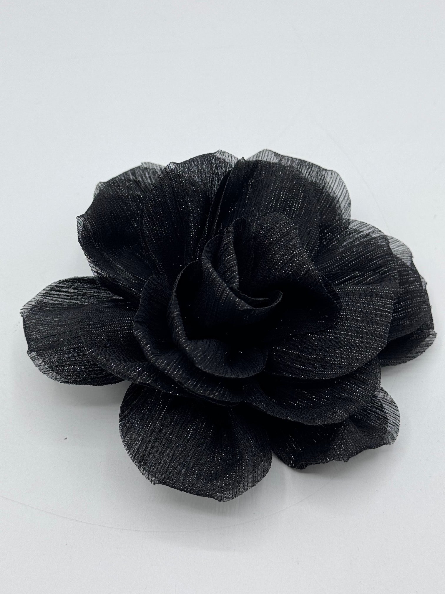 Flori Din Voal Cu Fir Lame Argintiu 15cm, Negru