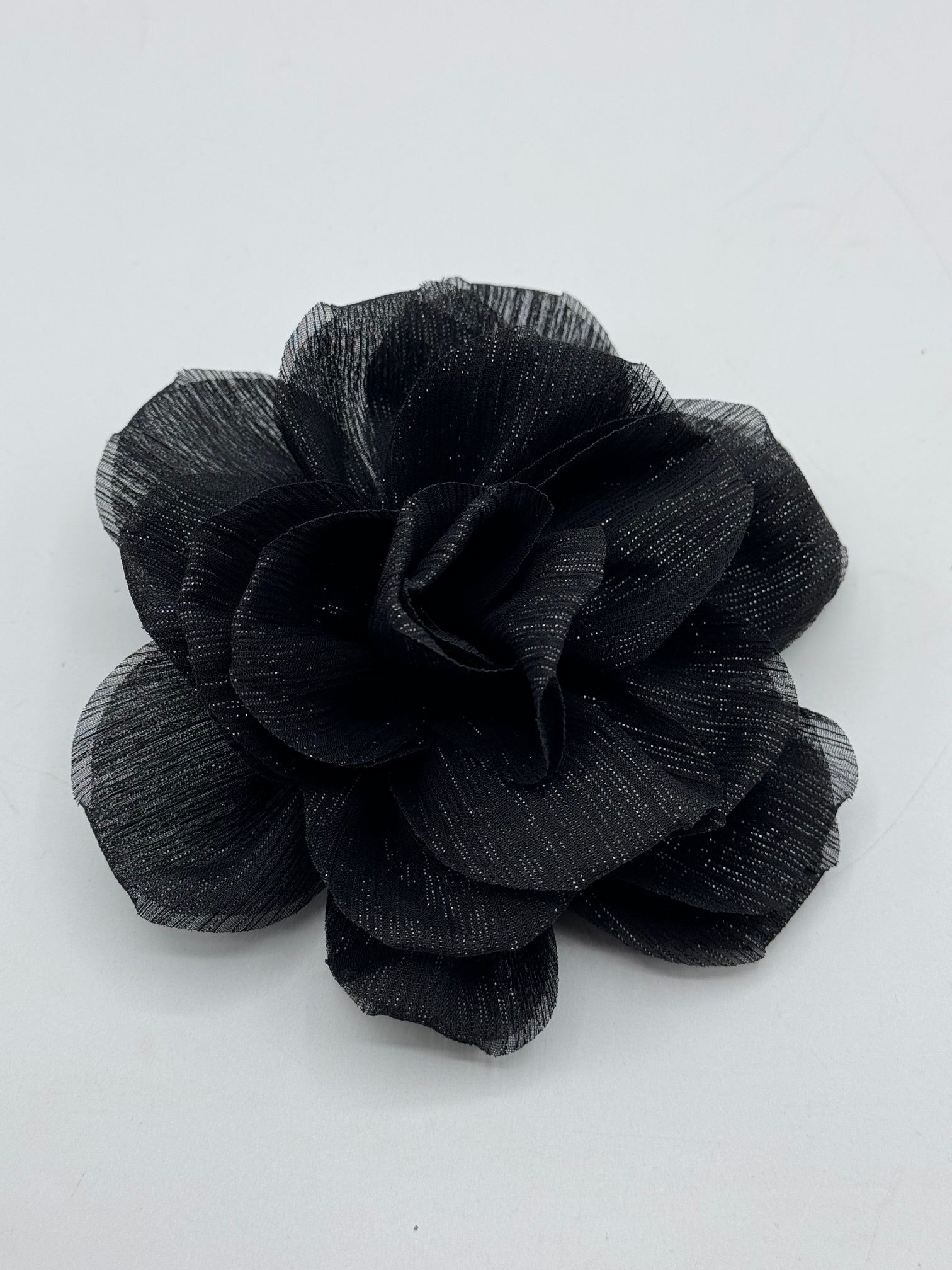 Flori Din Voal Cu Fir Lame Argintiu 15cm, Negru