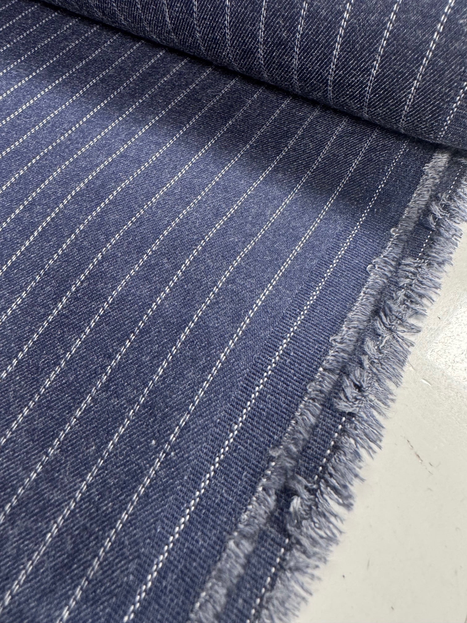 Denim Cu Dungi Cu Elastan, Albastru