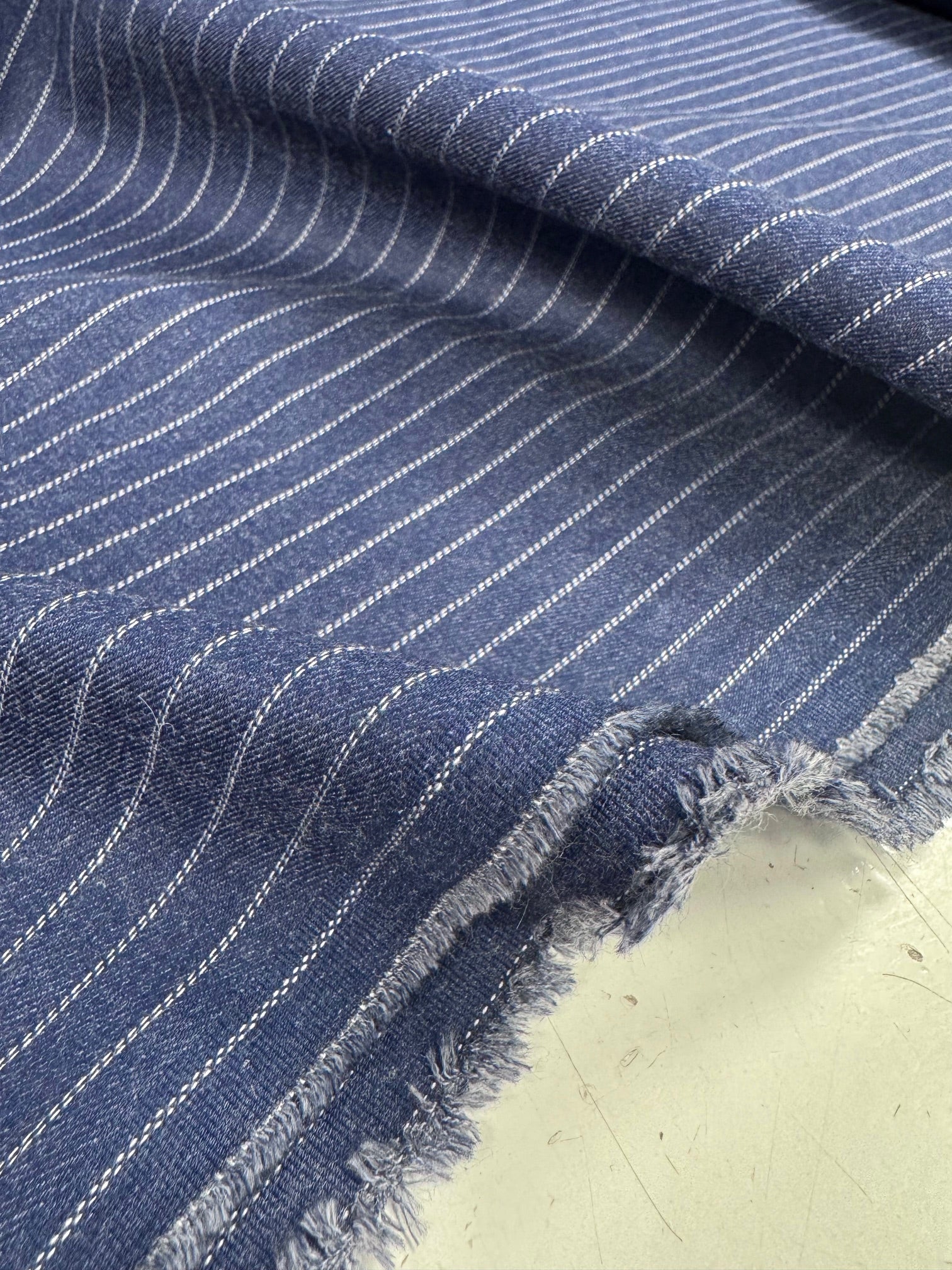 Denim Cu Dungi Cu Elastan, Albastru