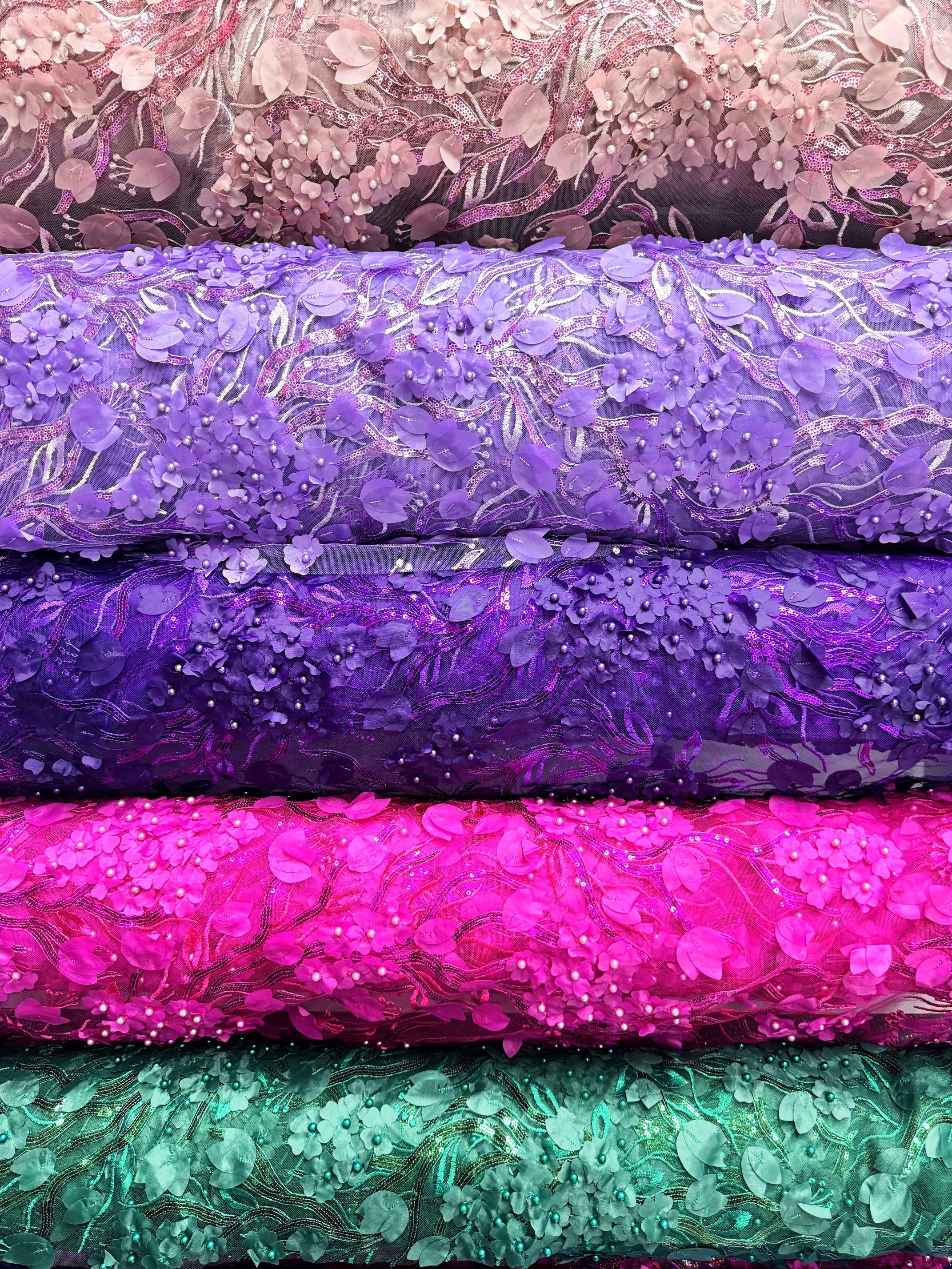 Broderie Pe Tull Cu Flori 3D 