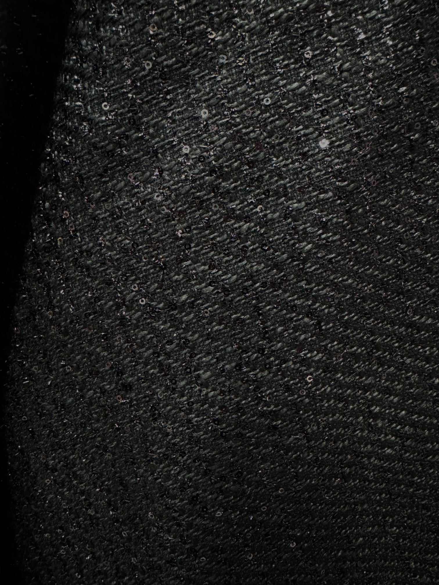 Stofa Tweed Neagra Cu Paiete Negre
