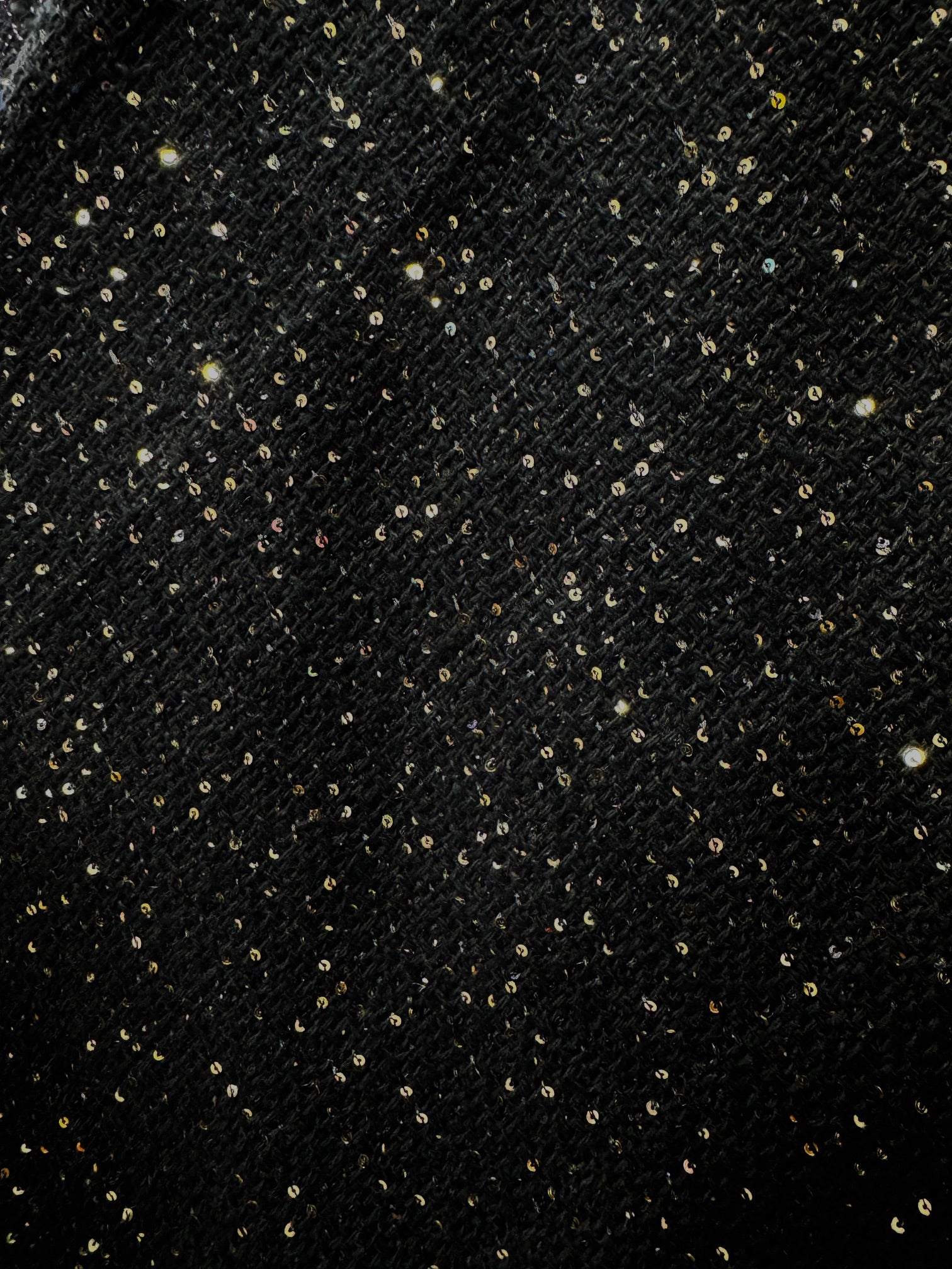 Stofa Tweed Neagra Cu Paiete Aurii