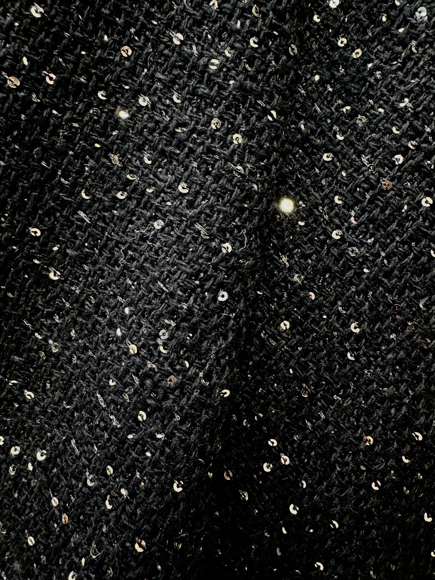 Stofa Tweed Neagra Cu Paiete Aurii