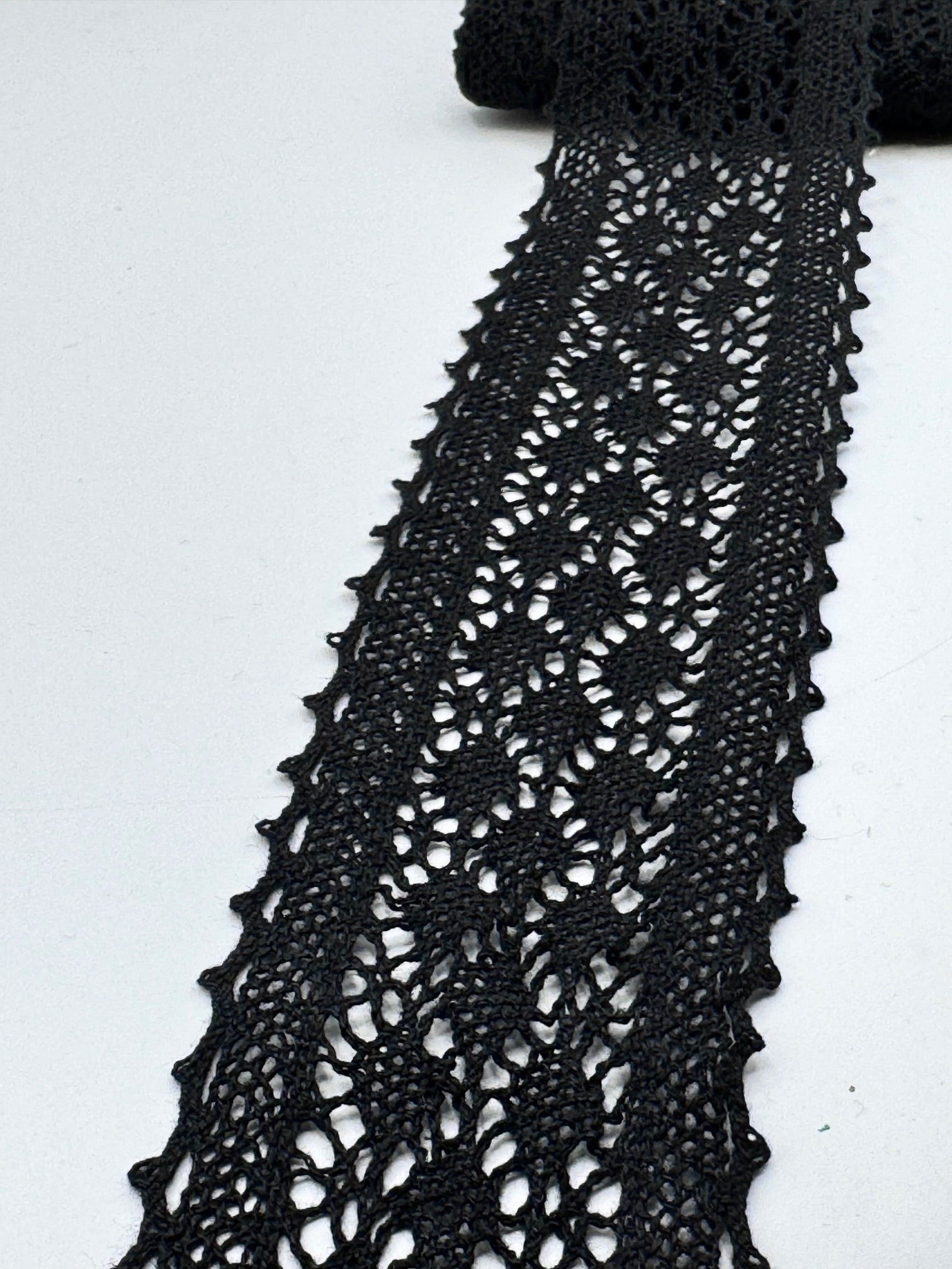 Dantela De Bumbac 6.50cm, Negru