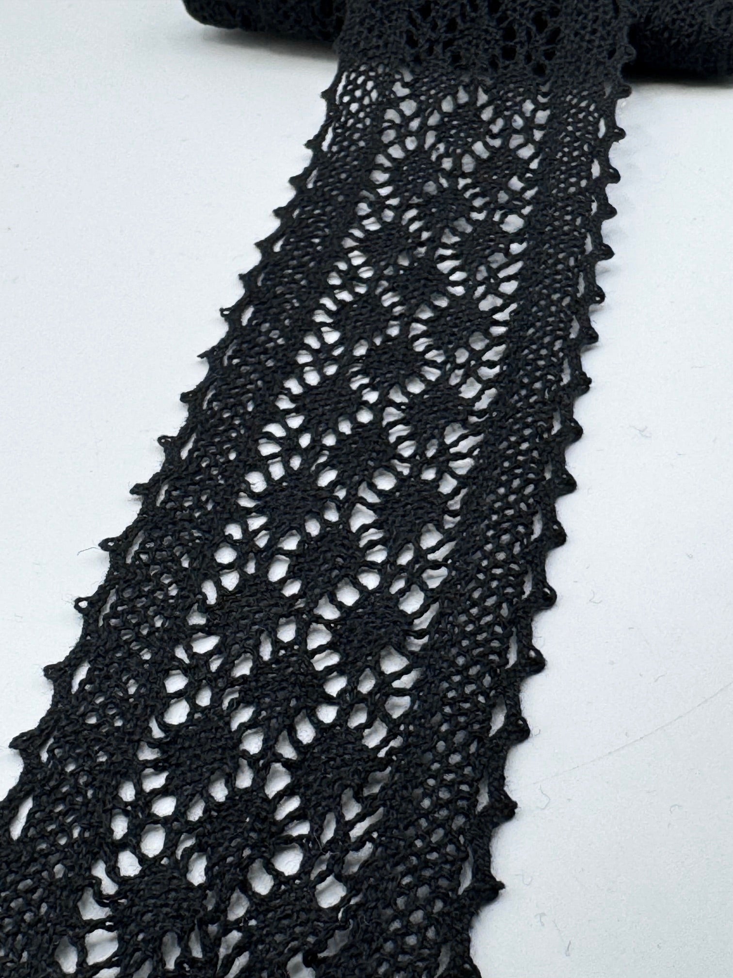 Dantela De Bumbac 6.50cm, Negru