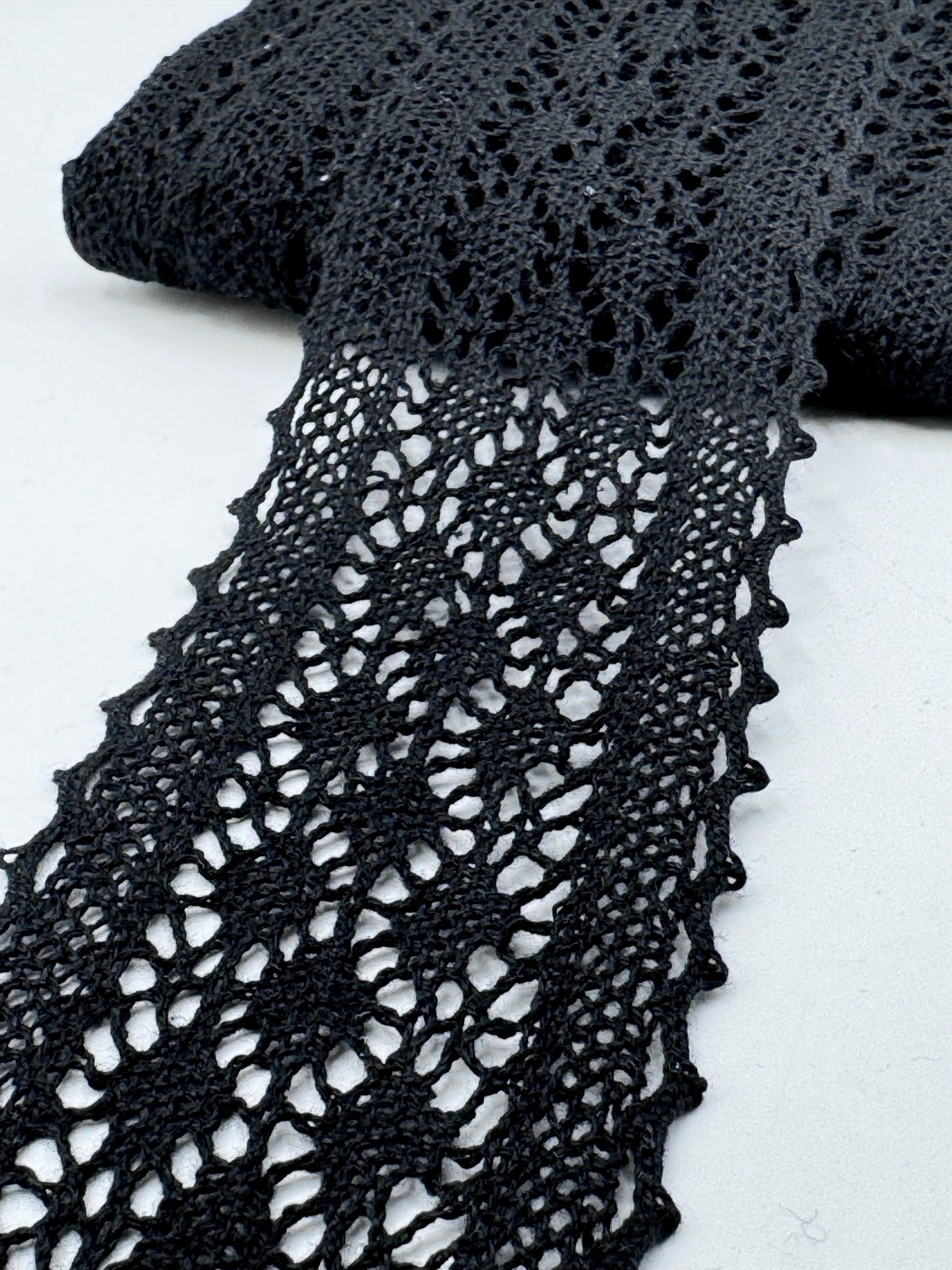 Dantela De Bumbac 6.50cm, Negru