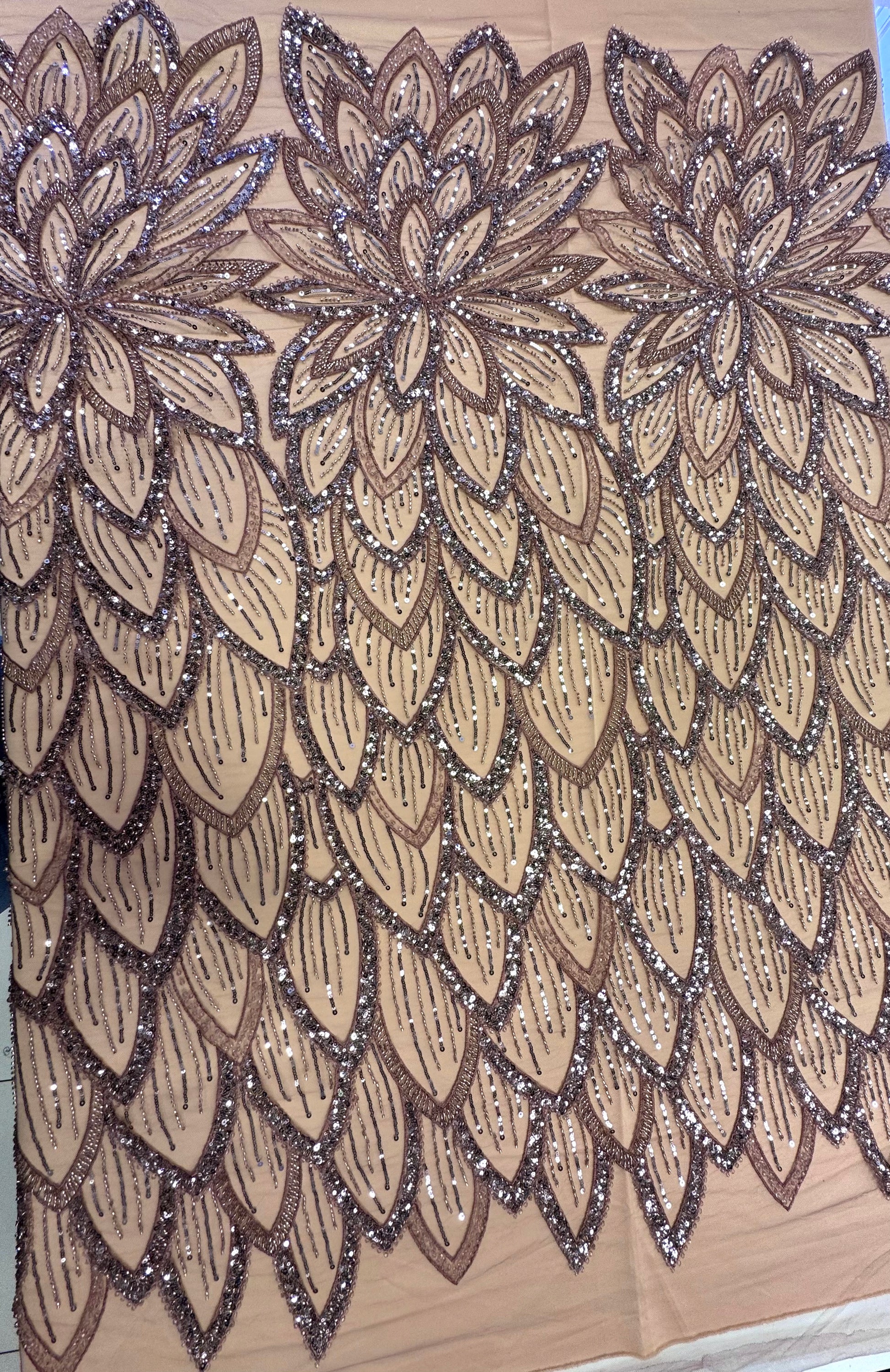 Broderie Pe Tull Cu Margele, Roz Prafuit