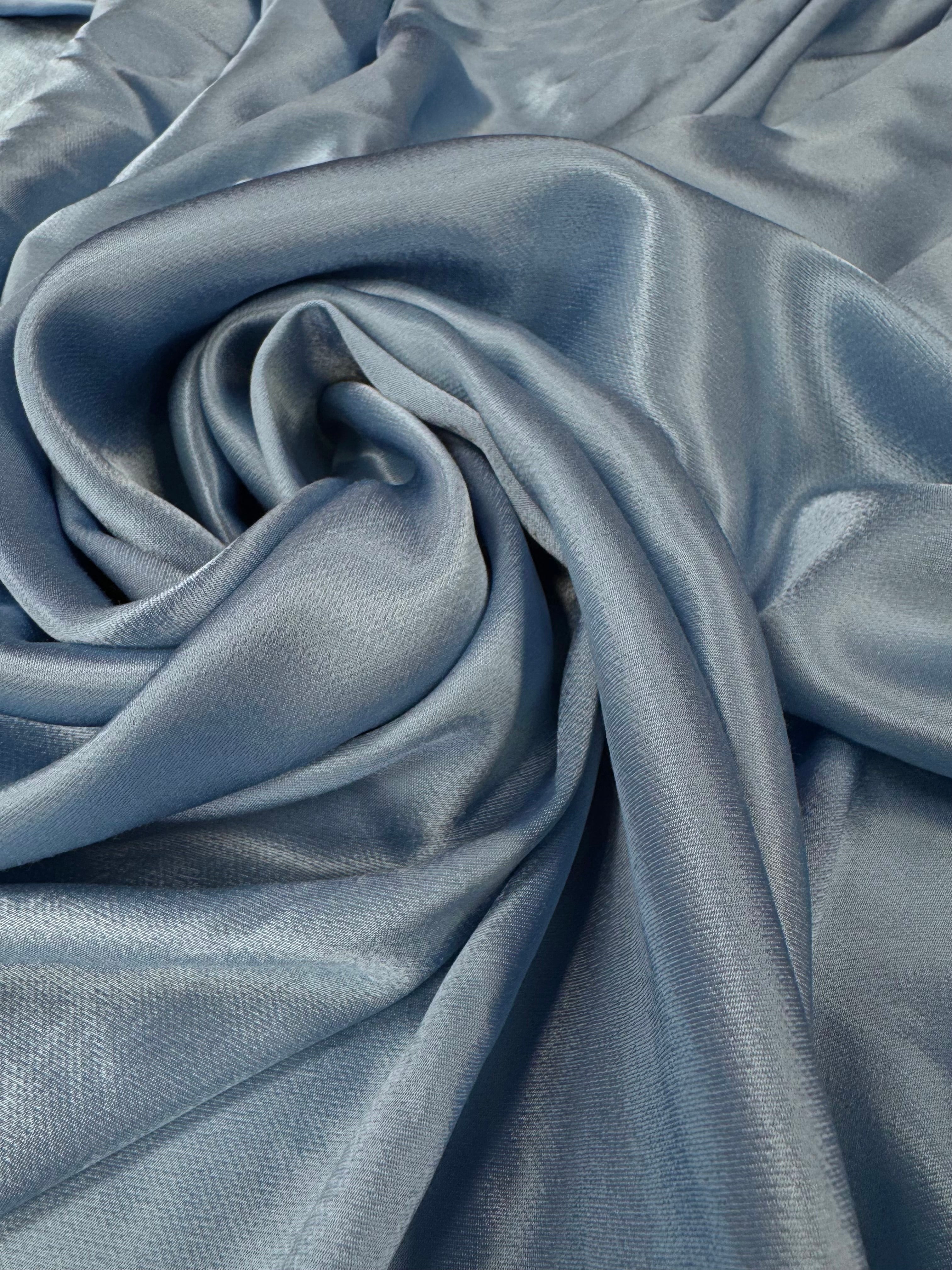 Crep De Vascoza Satinat, Bleu