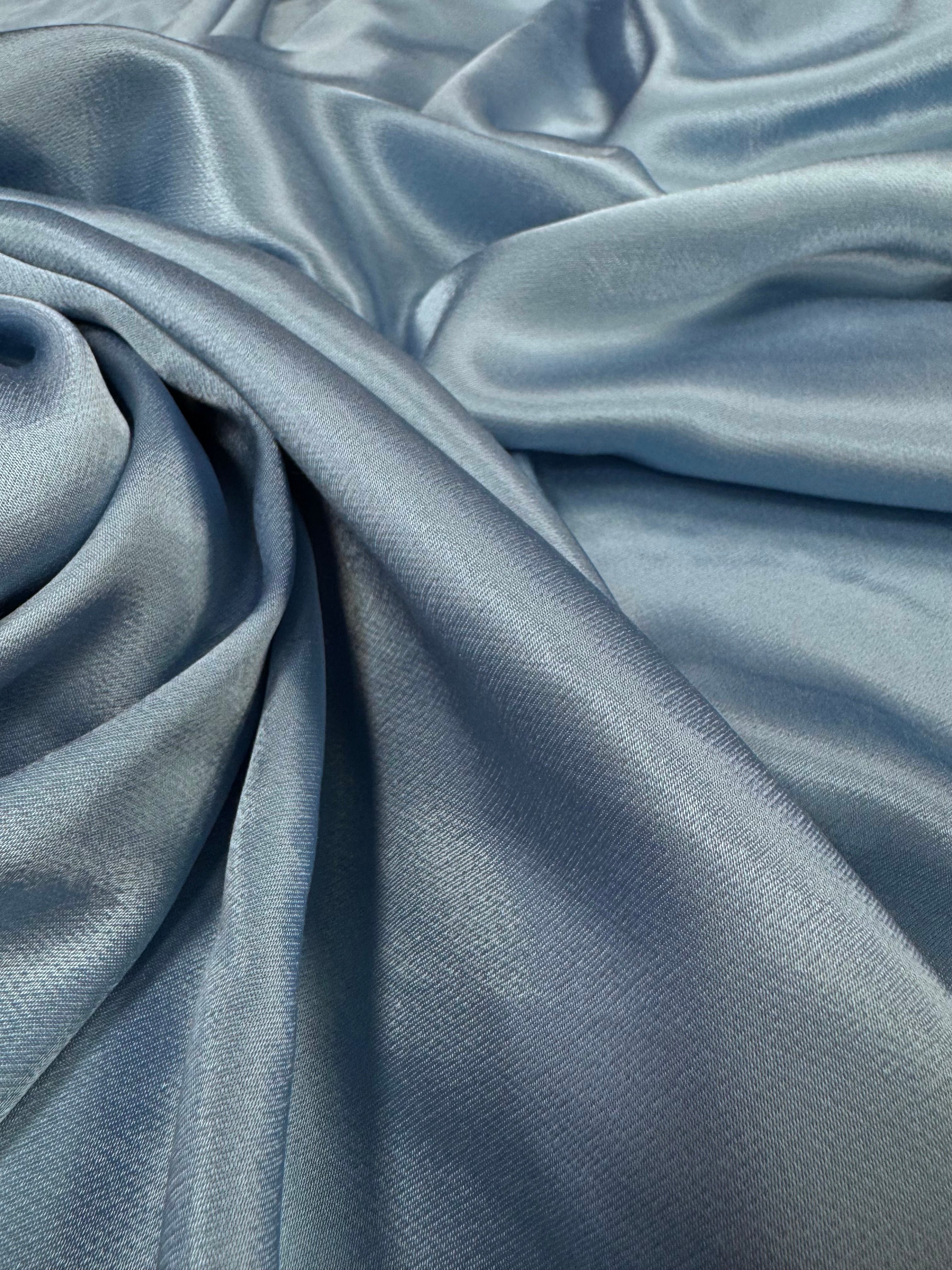 Crep De Vascoza Satinat, Bleu
