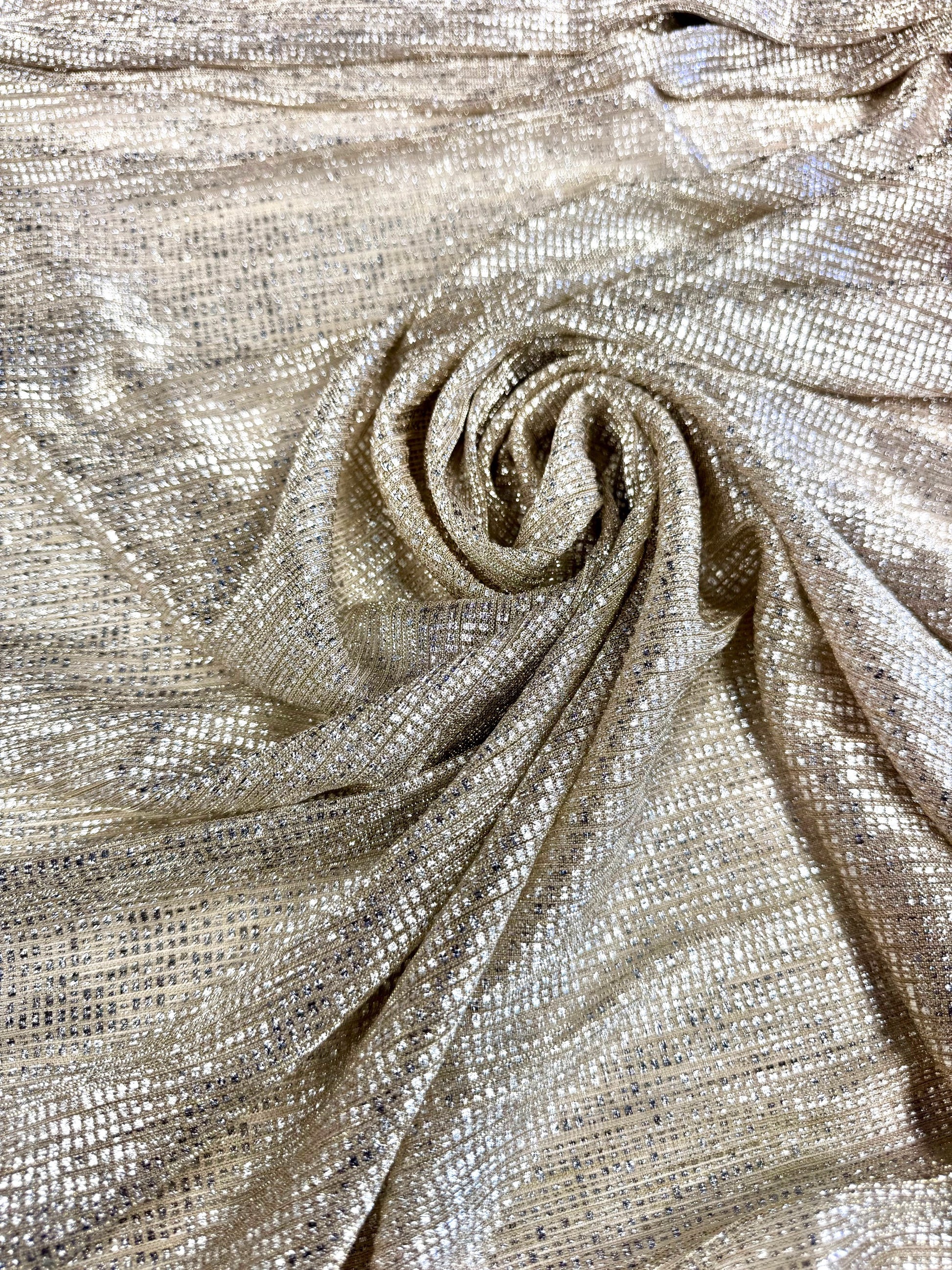 Lurex Usor Transparent Bej Cu Pelicula Argintie