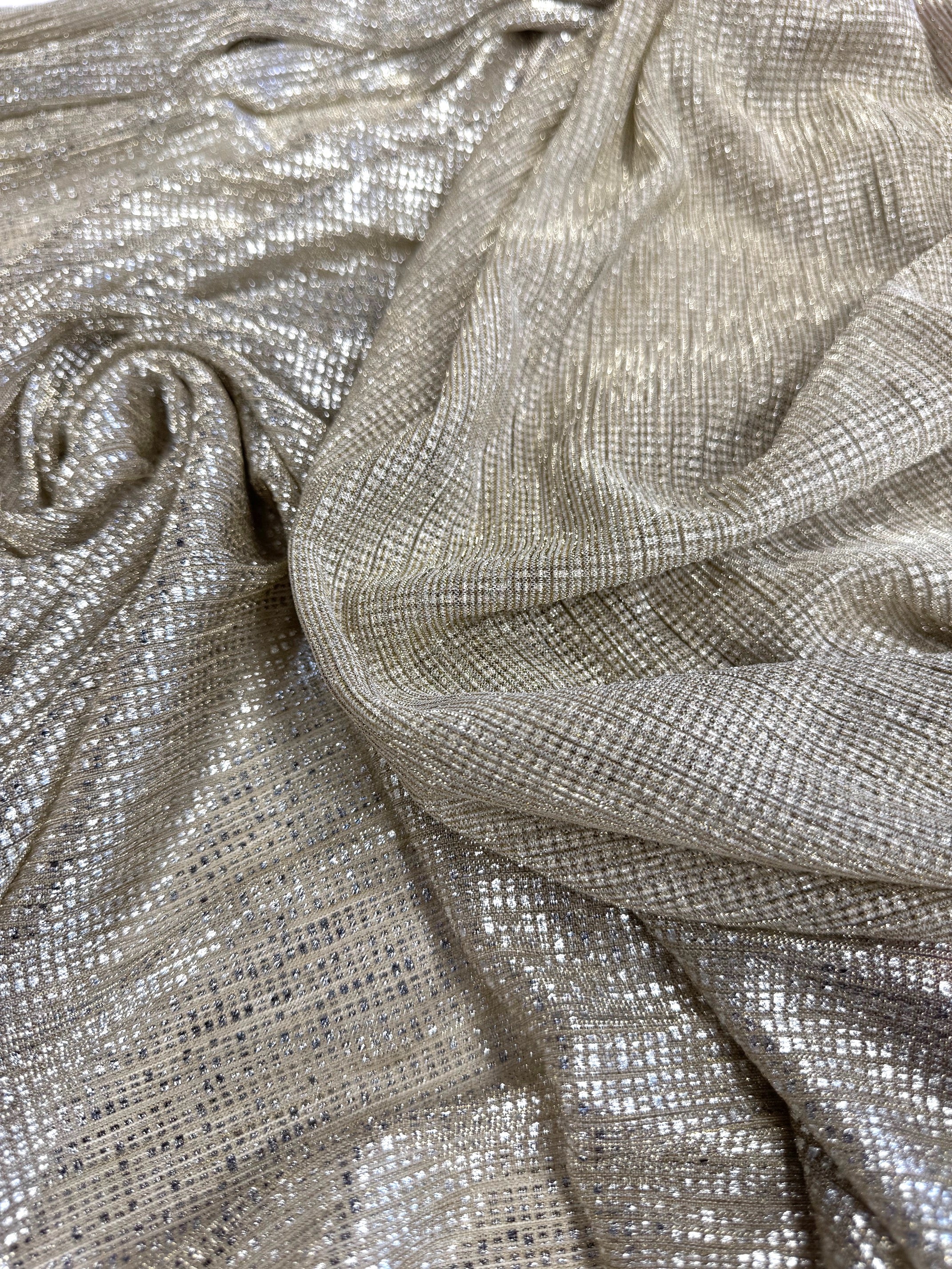 Lurex Usor Transparent Bej Cu Pelicula Argintie