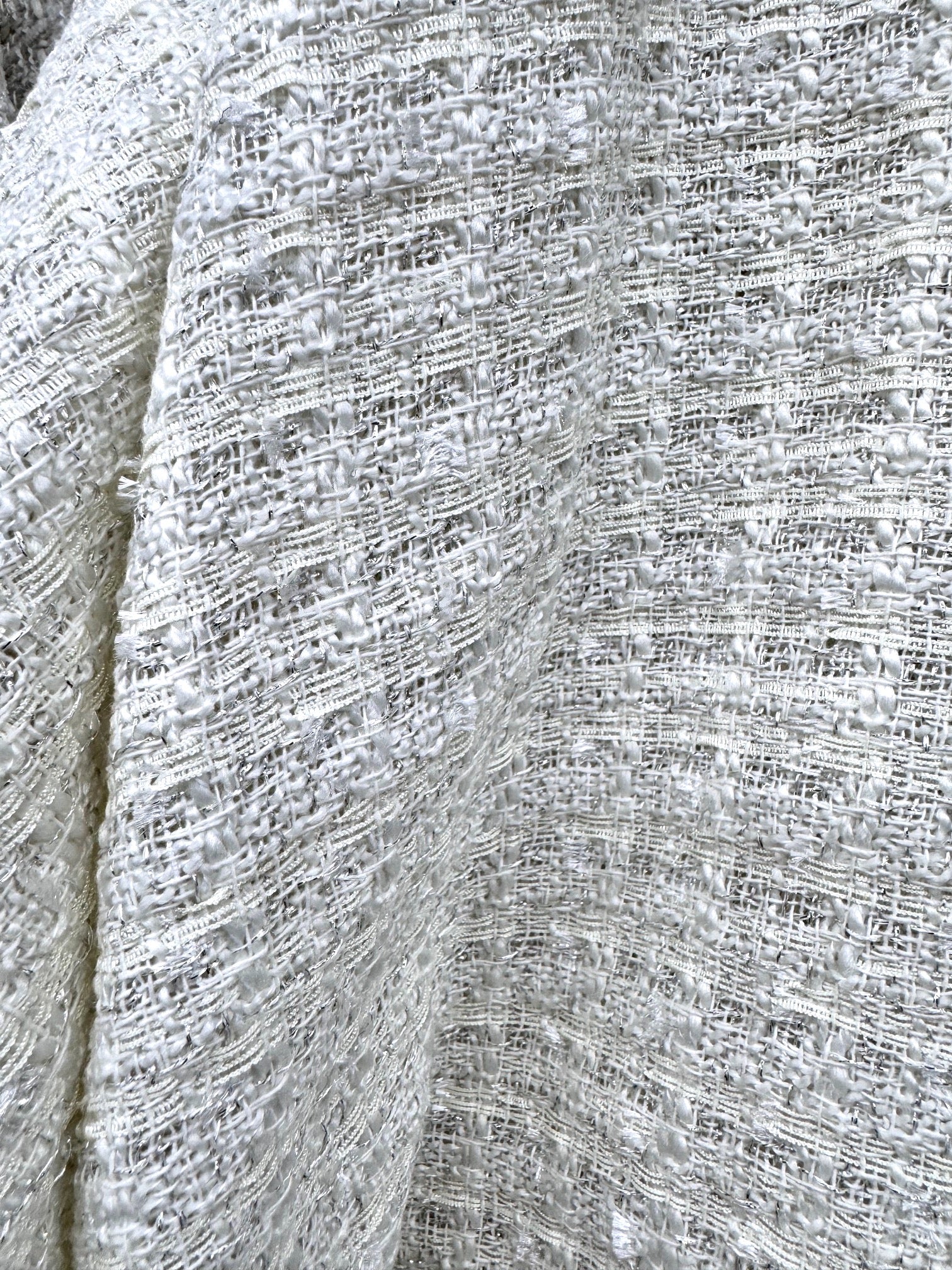 Stofa Tweed Cu Fir Lurex Argintiu