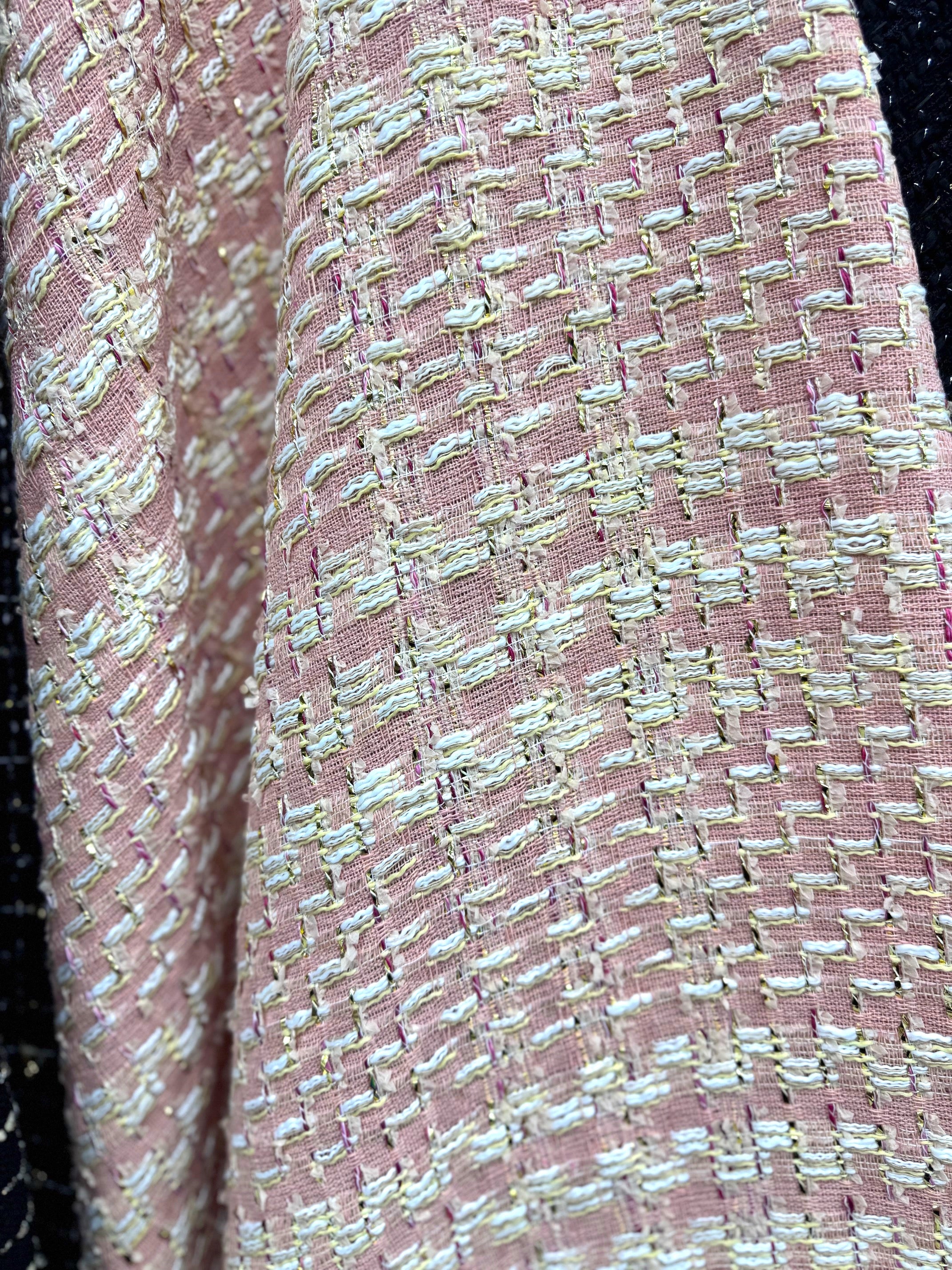 Stofa Tweed Cu Fir Lurex Auriu