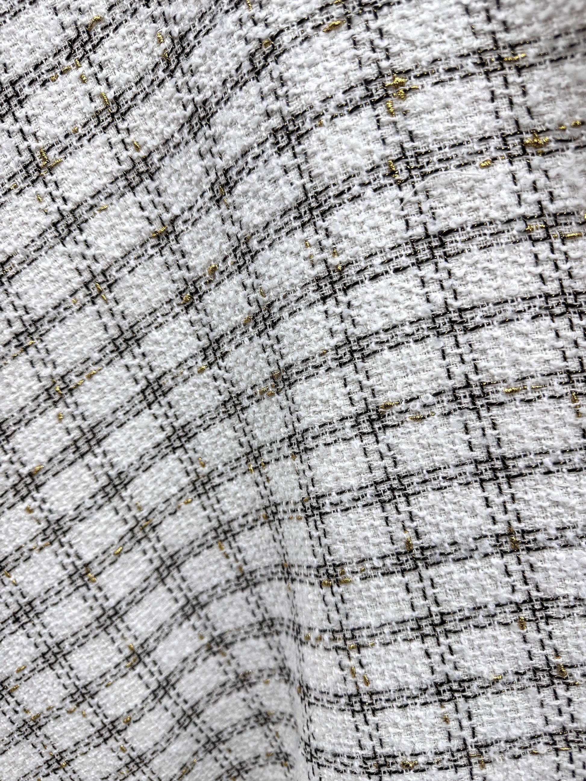 Stofa Tweed Cu Fir Lurex Auriu