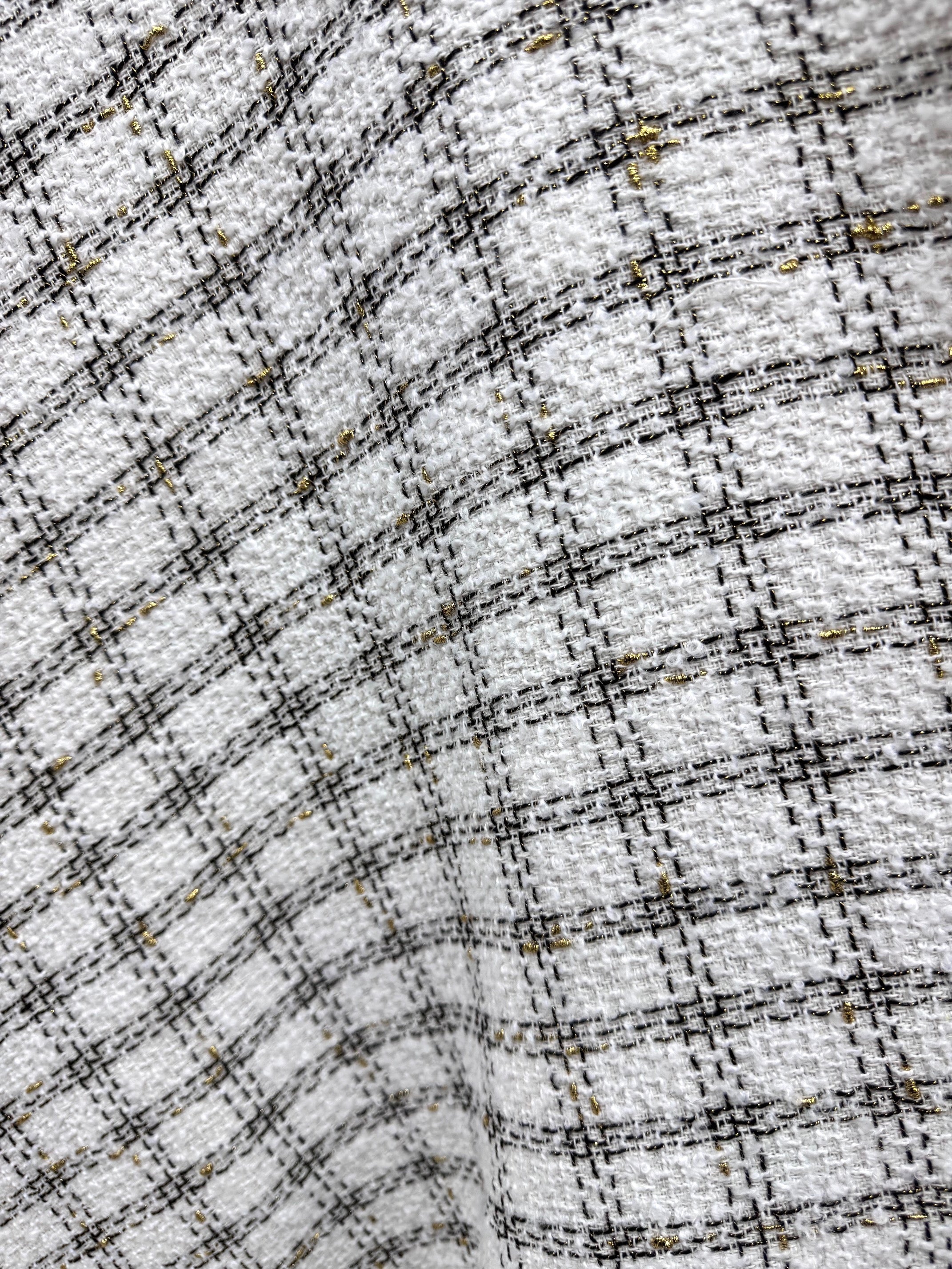 Stofa Tweed Cu Fir Lurex Auriu