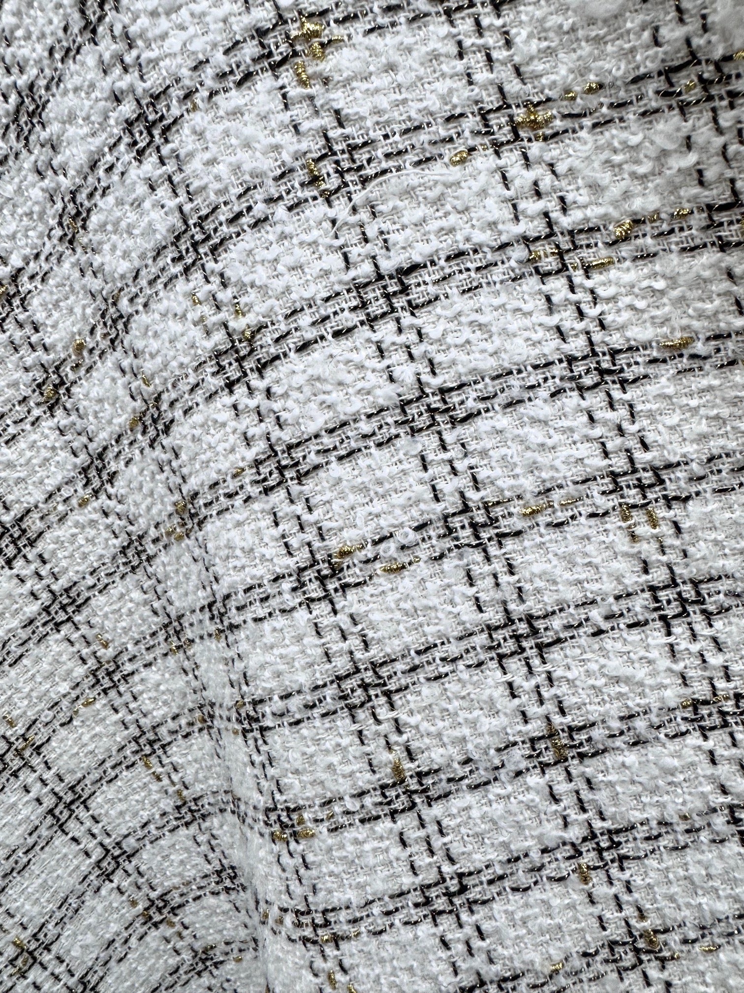 Stofa Tweed Cu Fir Lurex Auriu