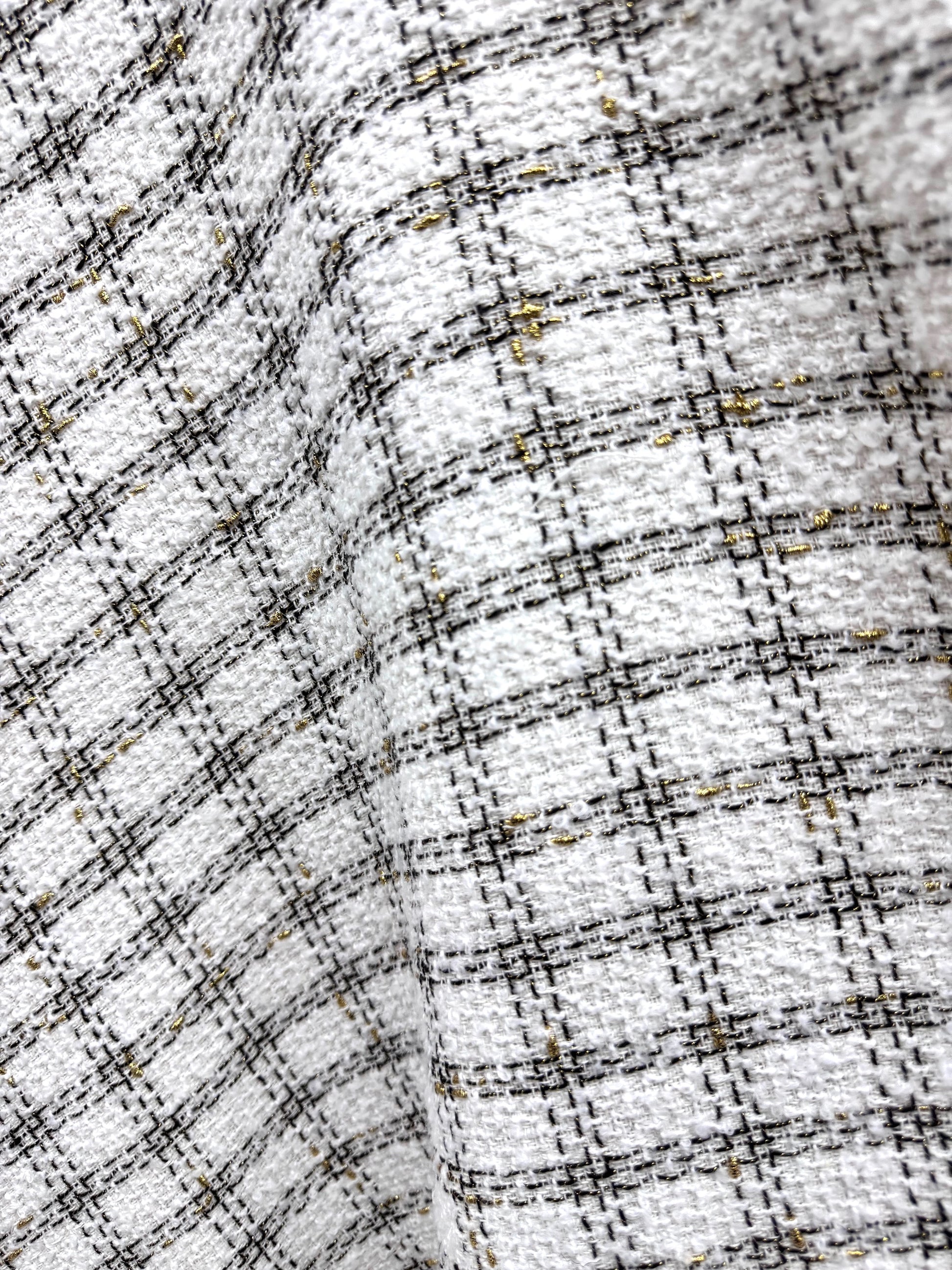 Stofa Tweed Cu Fir Lurex Auriu