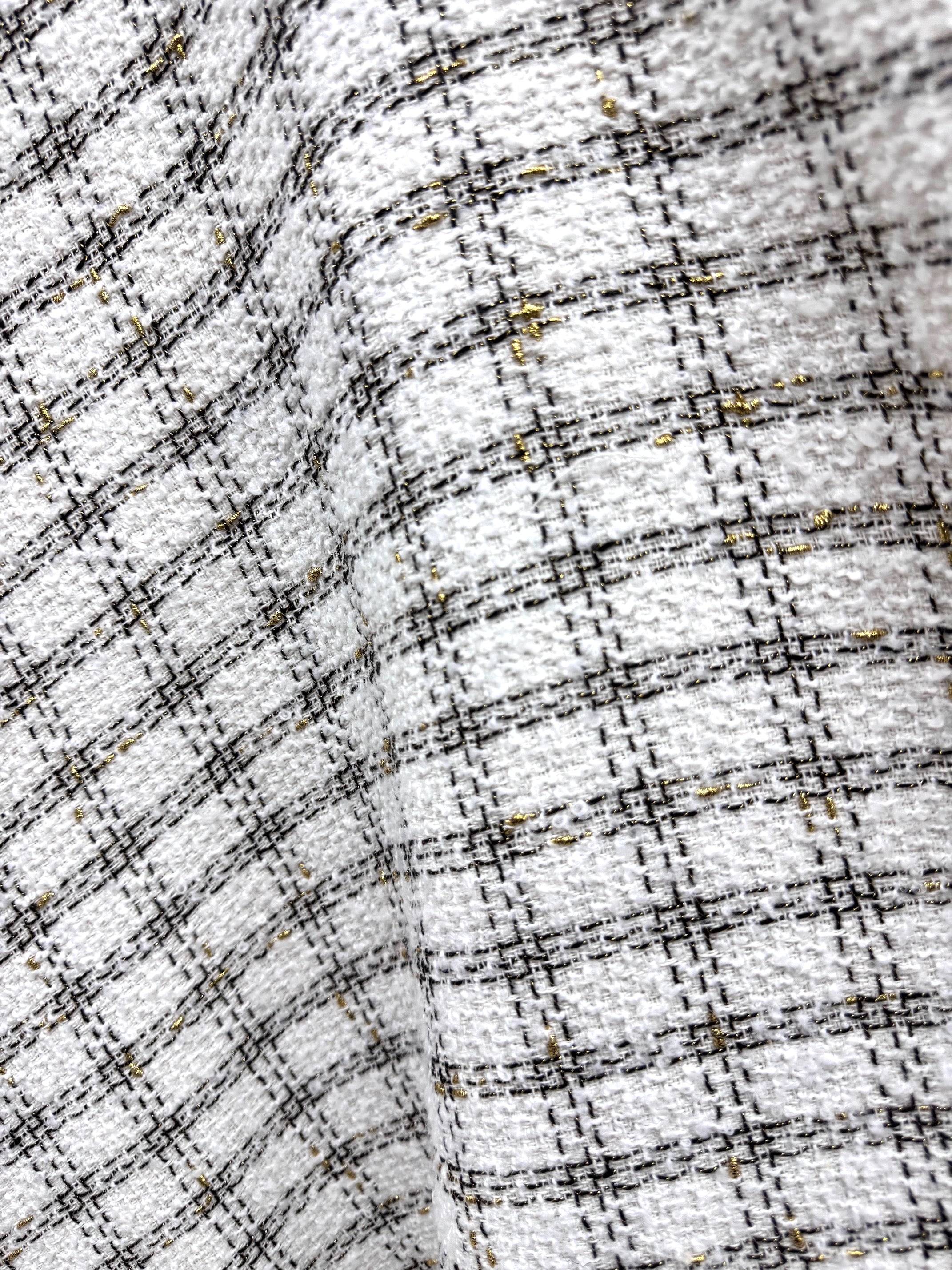 Stofa Tweed Cu Fir Lurex Auriu