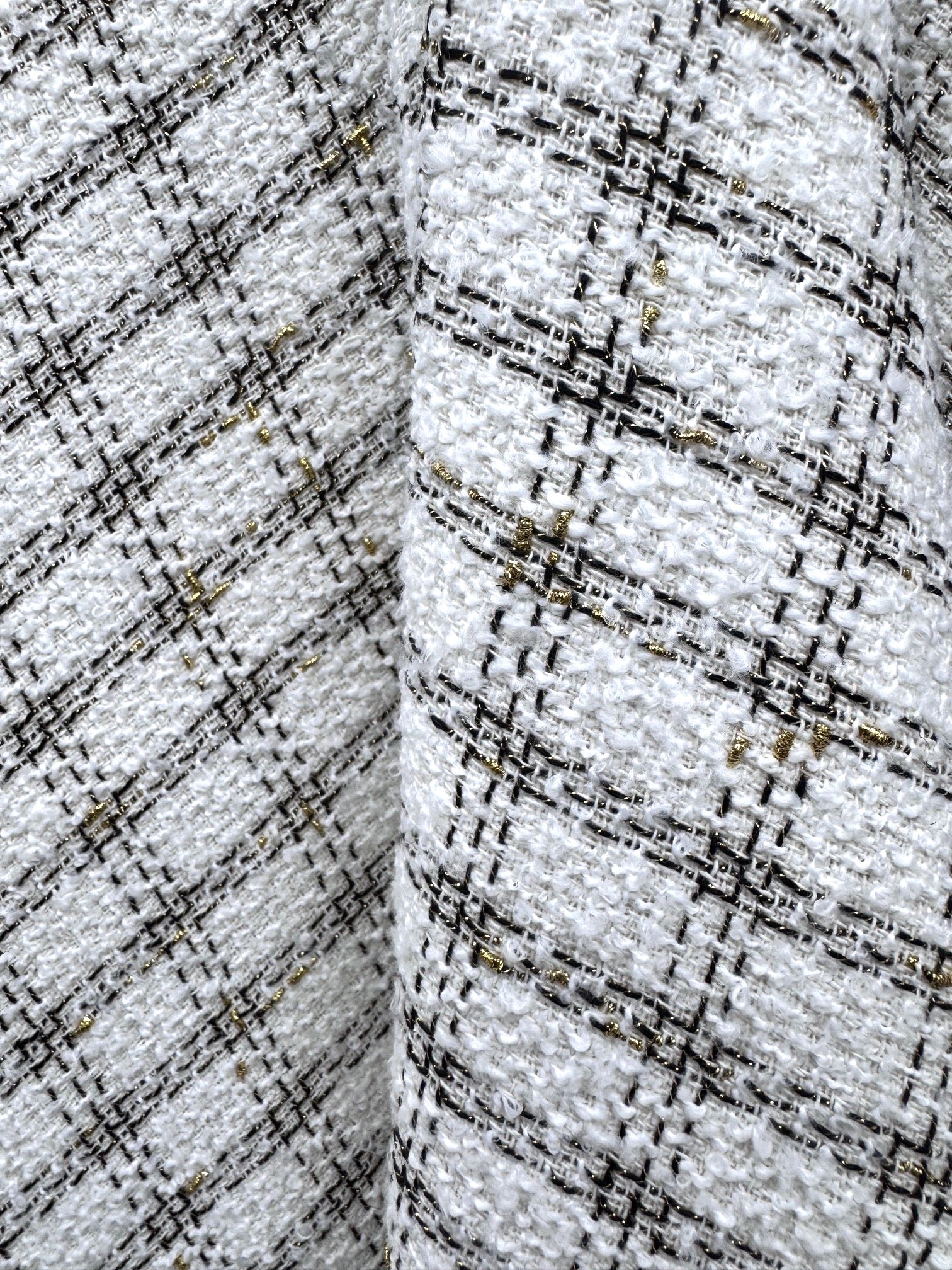 Stofa Tweed Cu Fir Lurex Auriu