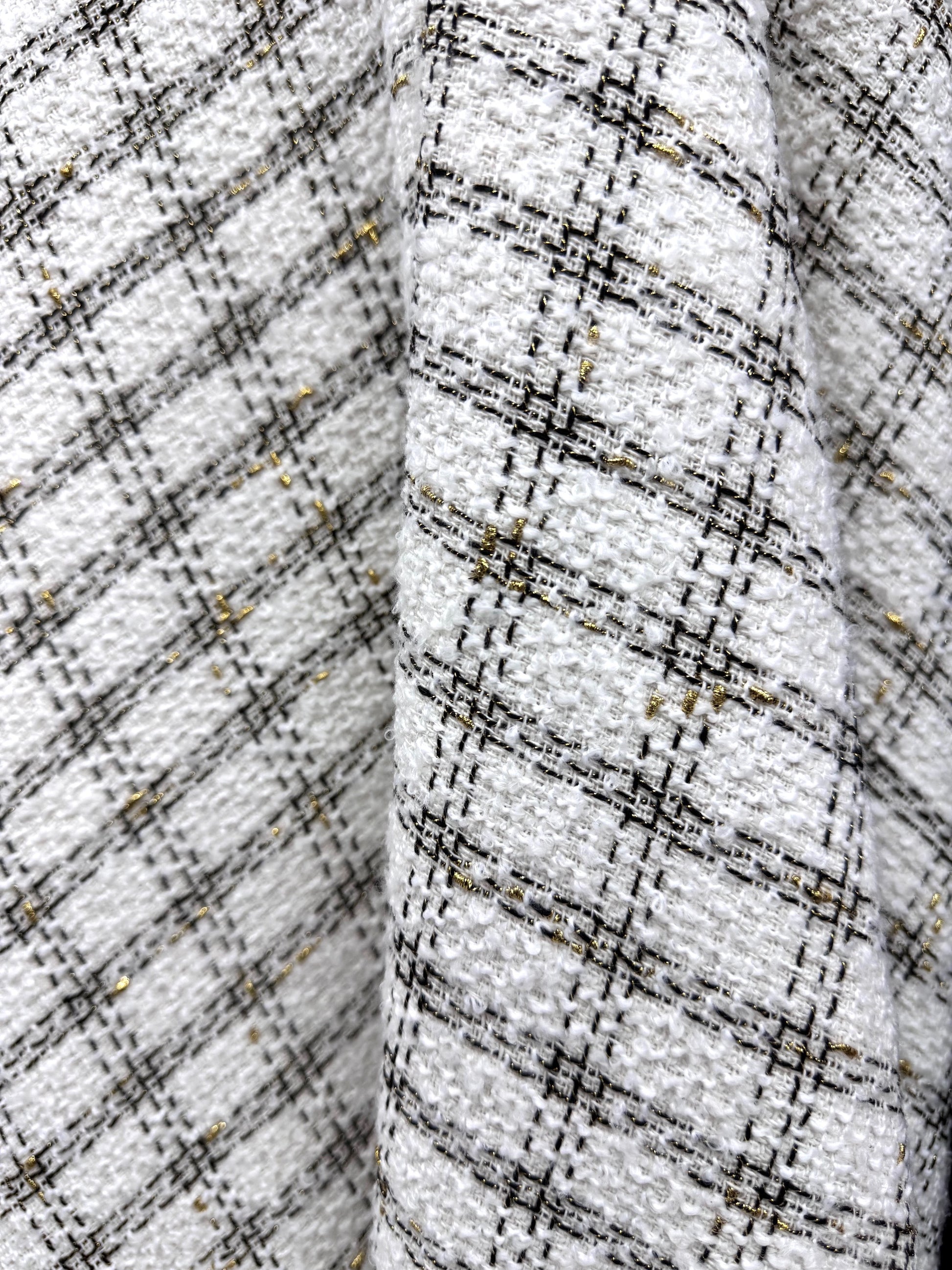 Stofa Tweed Cu Fir Lurex Auriu