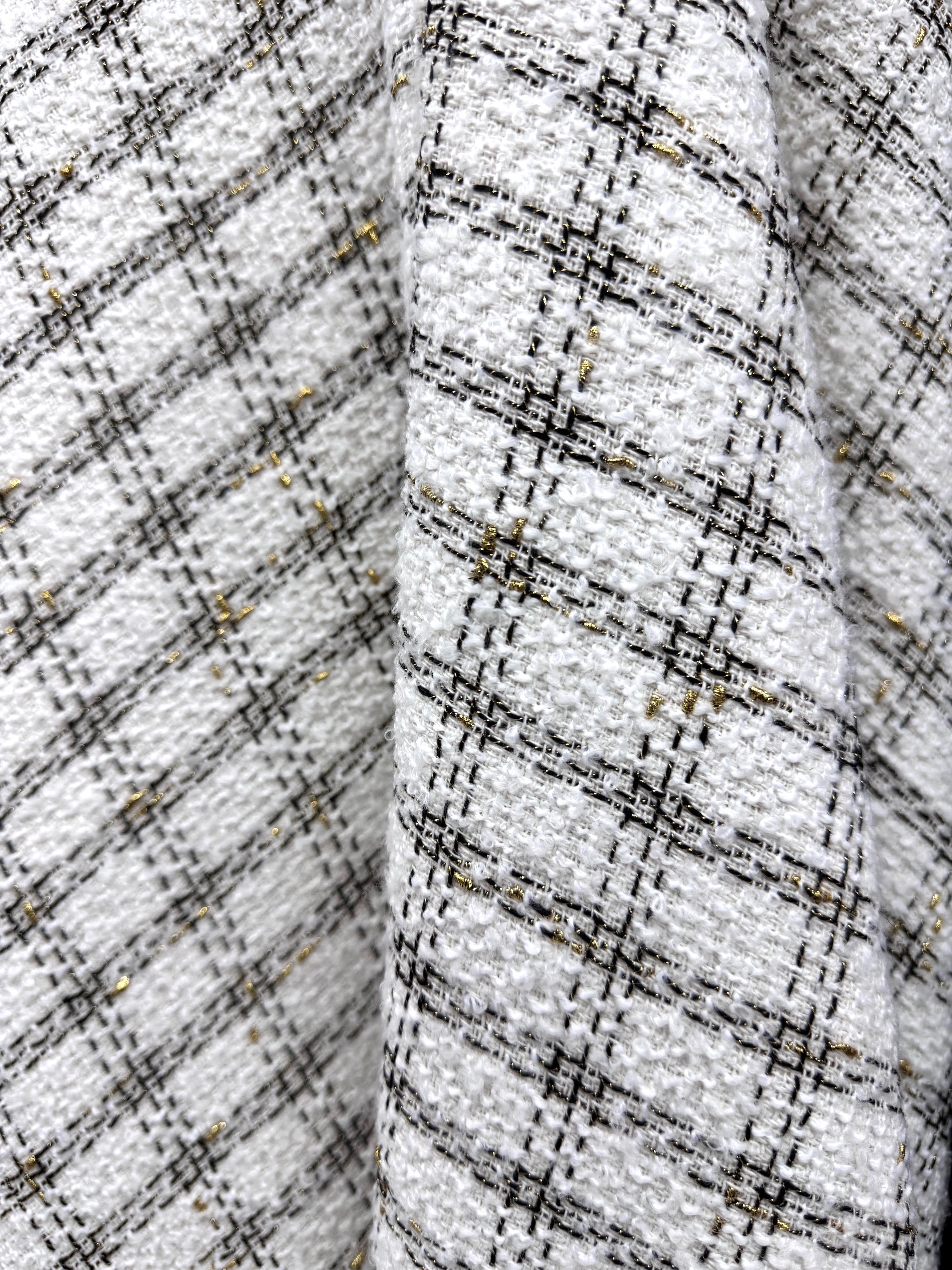 Stofa Tweed Cu Fir Lurex Auriu